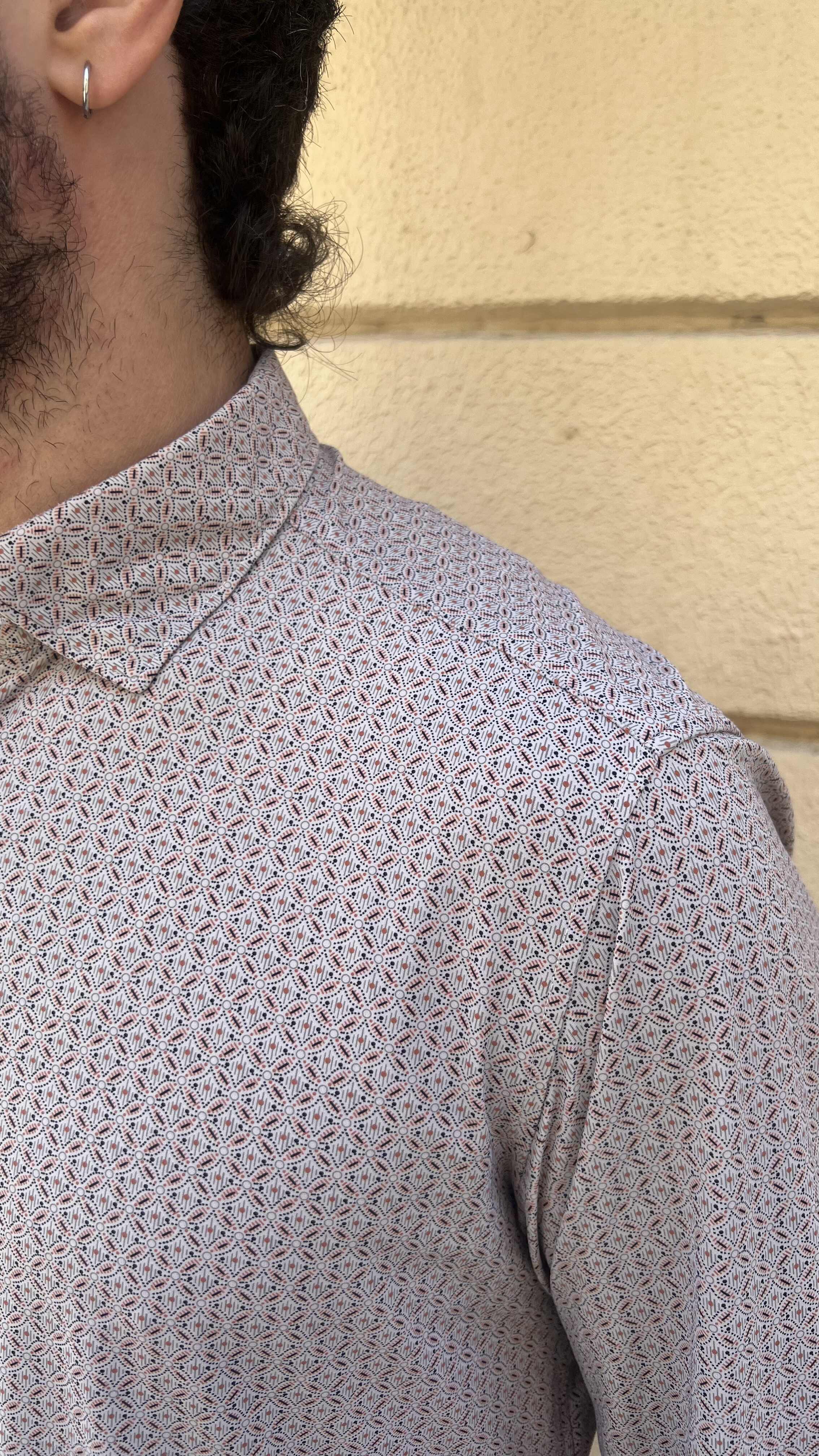 Retro Beige Micro Print Shirt