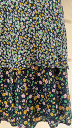 Black Mixed Micro Floral Ruffle Mini Skirt