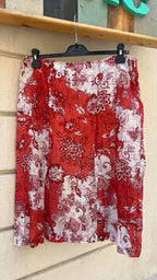 Retro Red Floral Panel Print A-Line Skirt