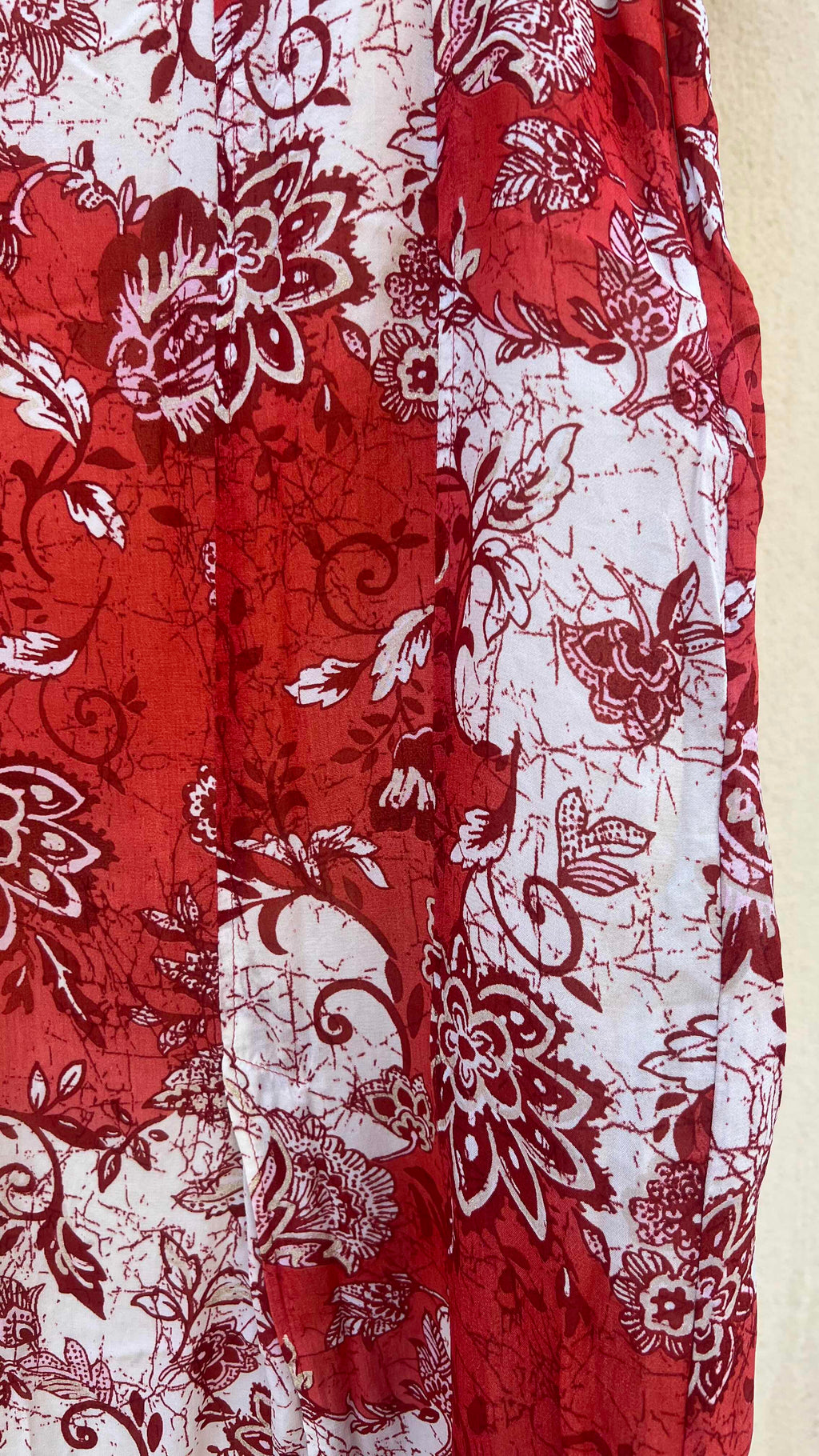 Retro Red Floral Panel Print A-Line Skirt