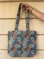 Handmade Patterned Blue Tote Bag