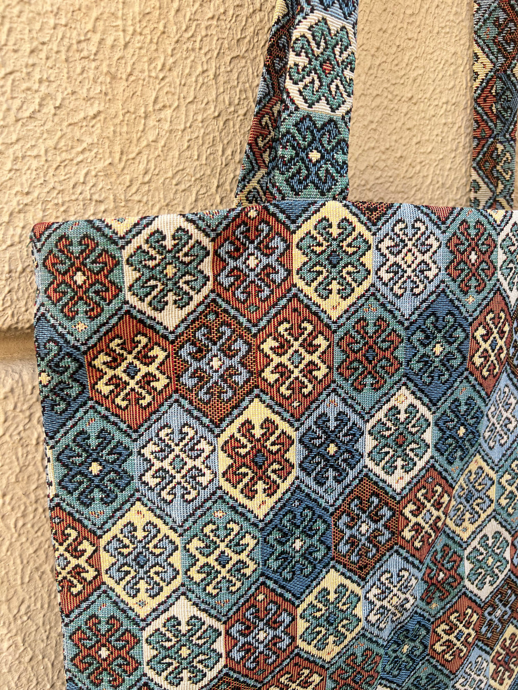 Handmade Patterned Blue Tote Bag