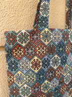 Handmade Patterned Blue Tote Bag