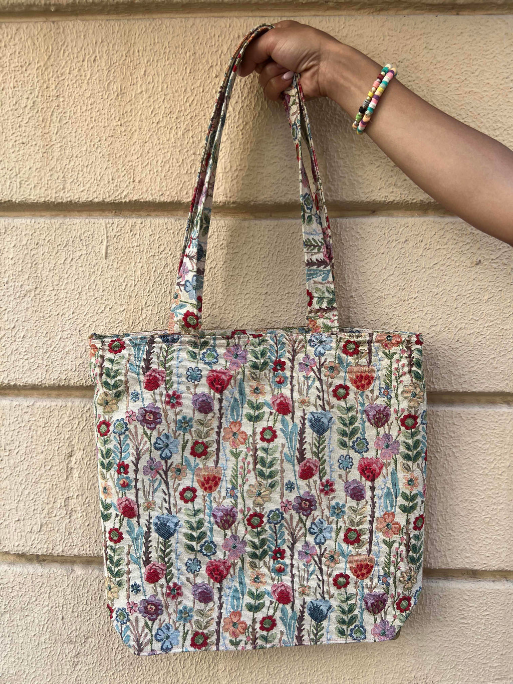 Handmade Wildflower Print Tote Bag