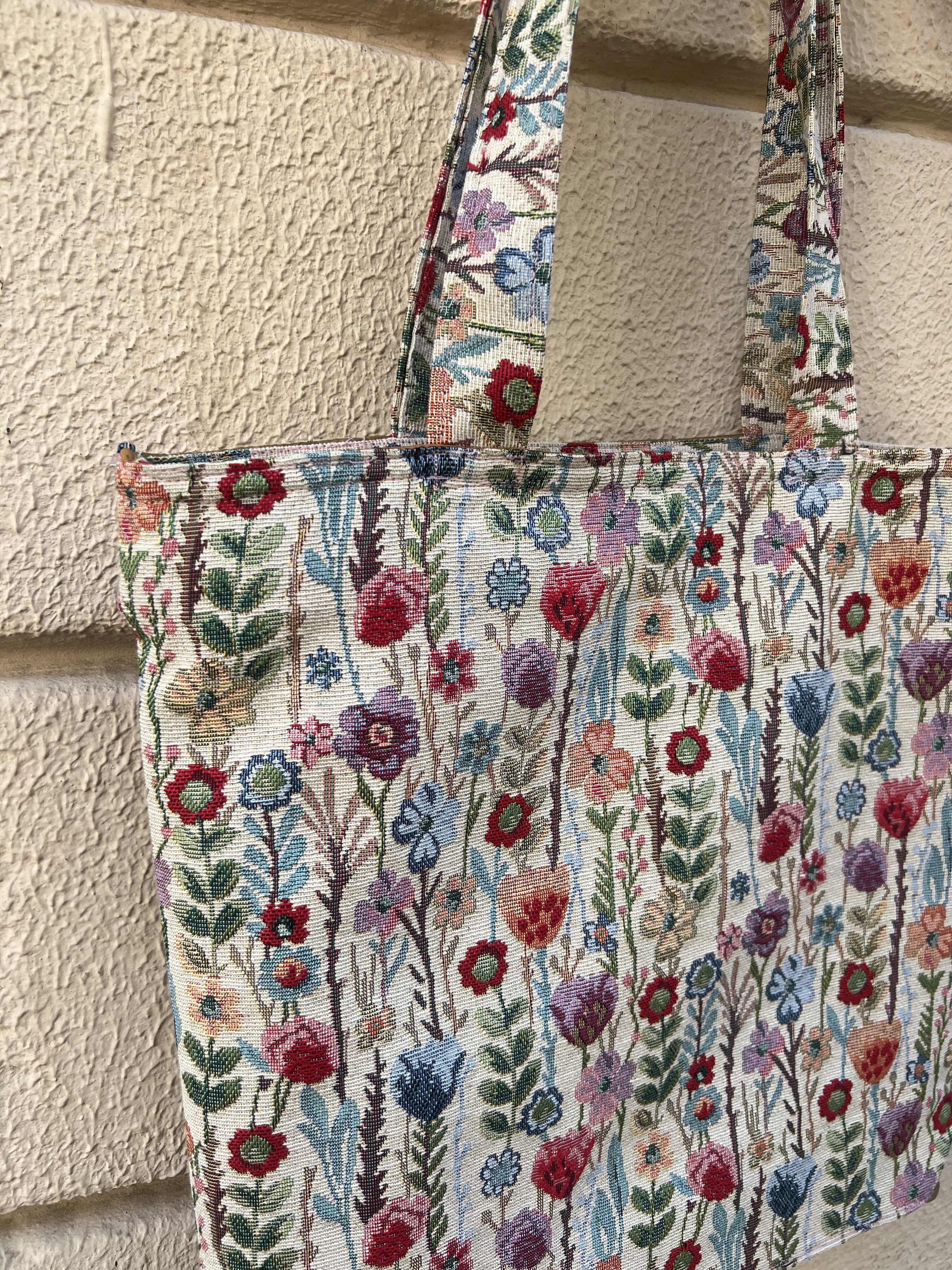 Handmade Wildflower Print Tote Bag