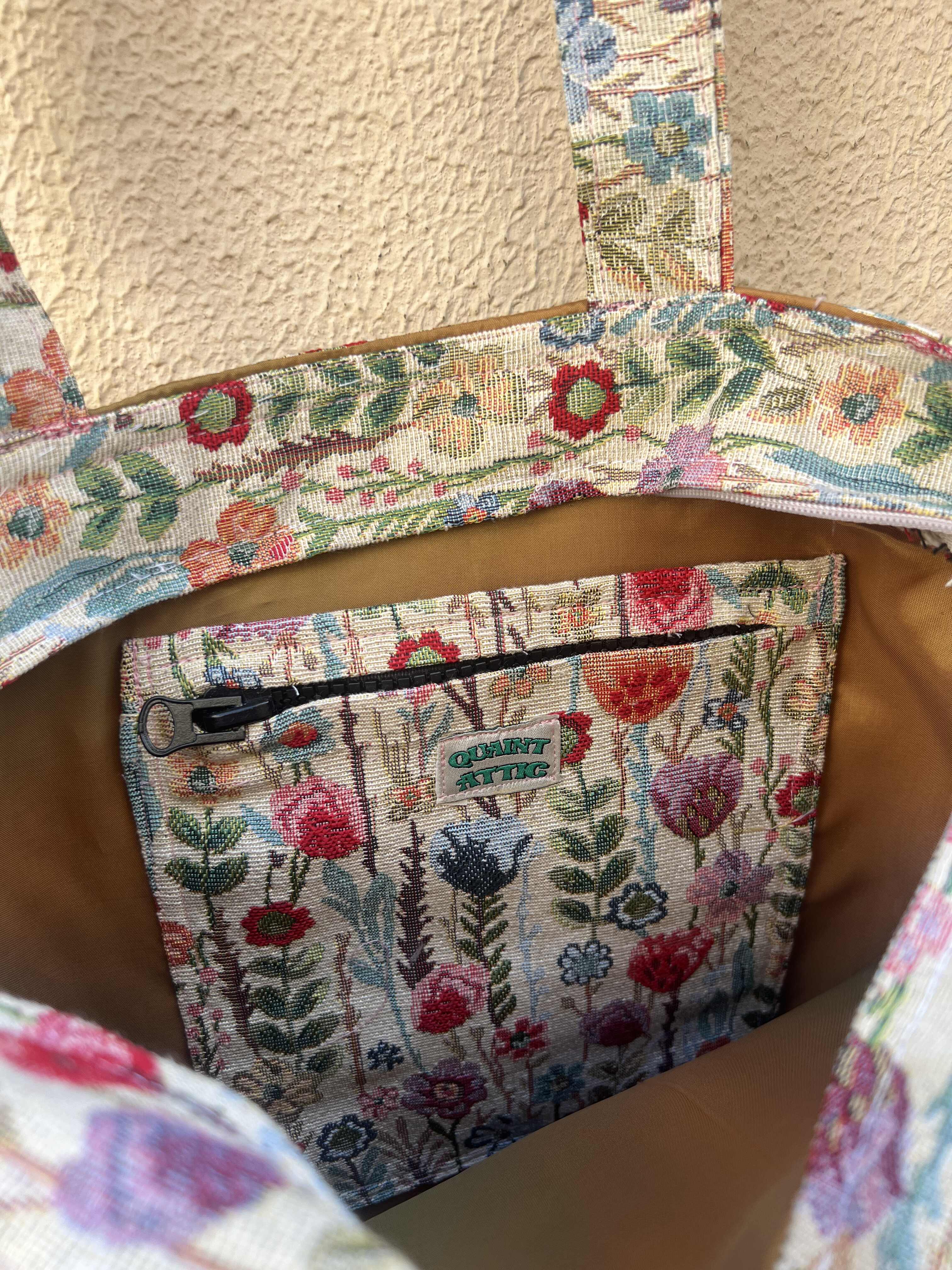 Handmade Wildflower Print Tote Bag