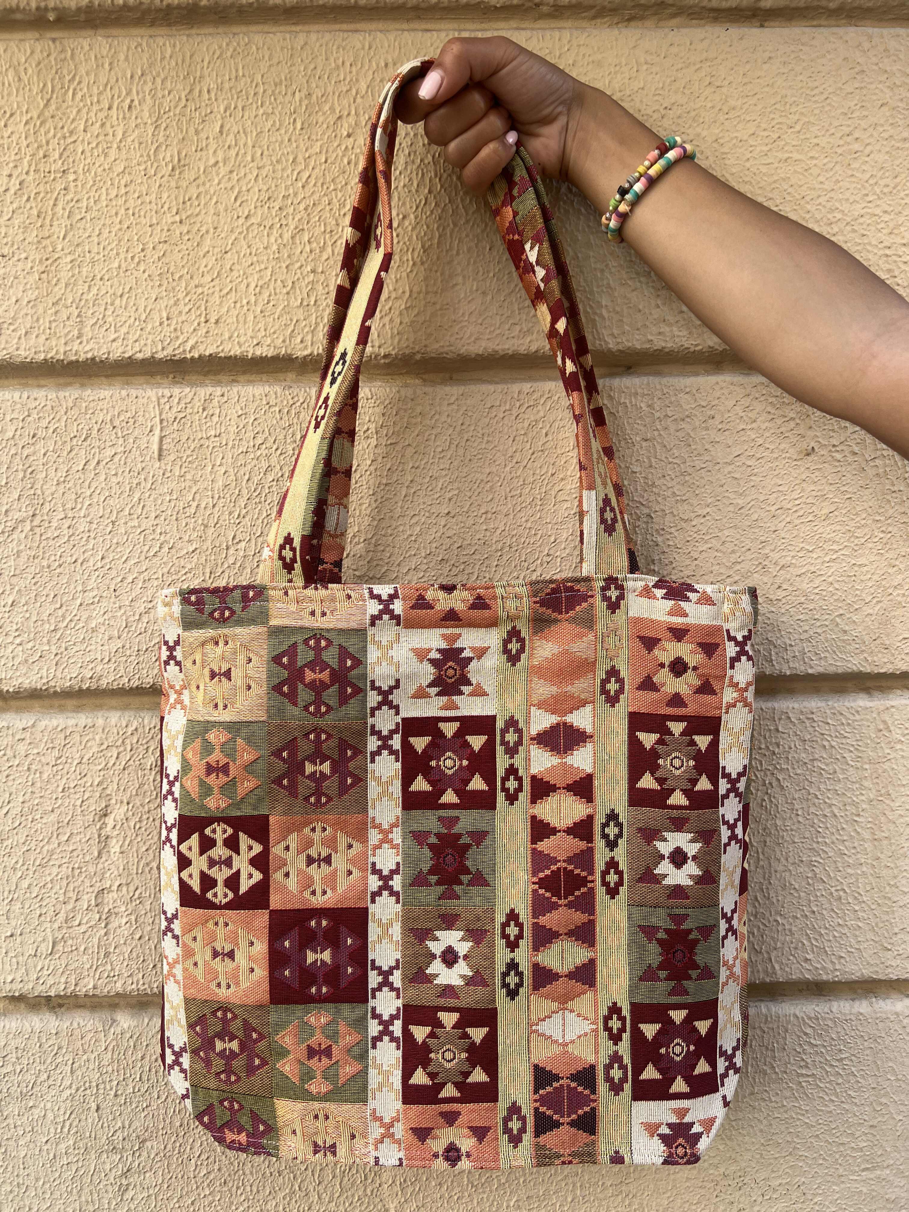 Handmade Retro Aztec Pattern Tote Bag