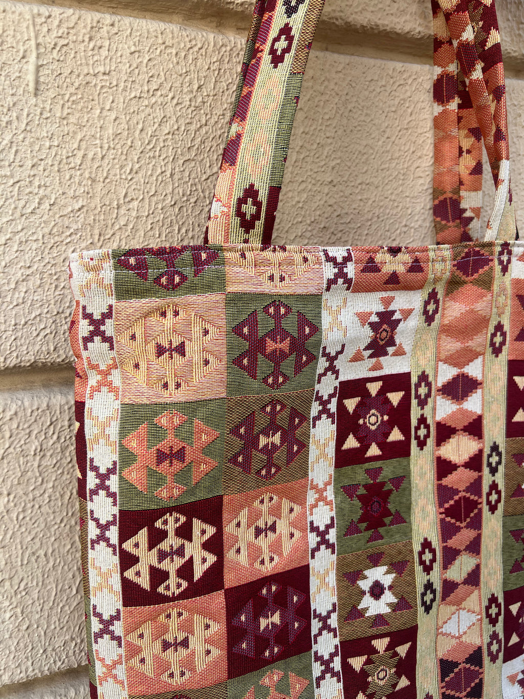 Handmade Earth Tone Aztec Pattern Tote Bag