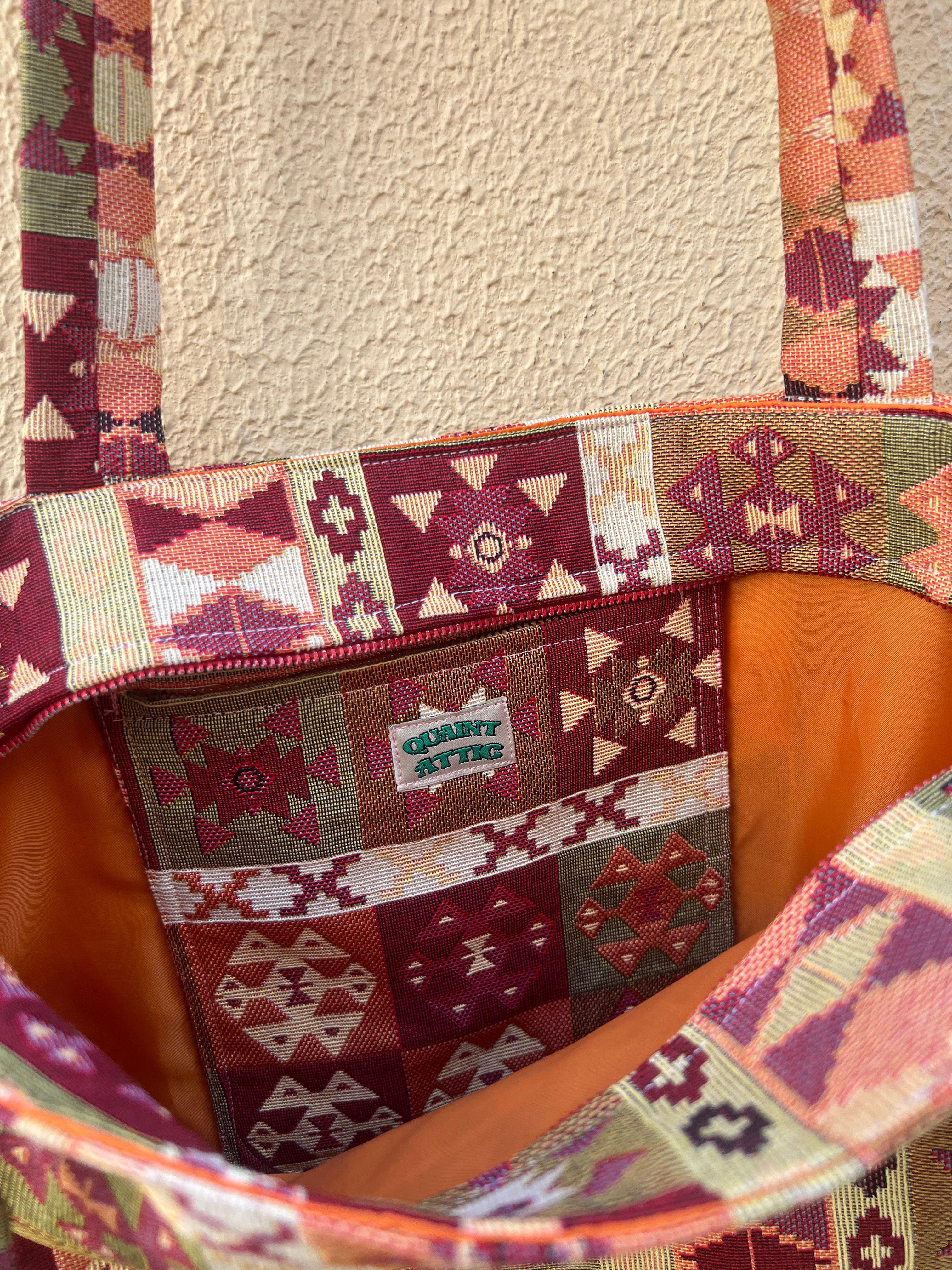 Handmade Earth Tone Aztec Pattern Tote Bag