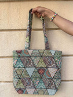 Handmade Green & Teal Mandala Tote Bag