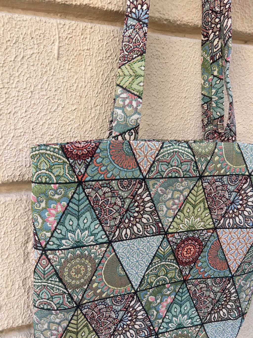 Handmade Green & Teal Mandala Tote Bag
