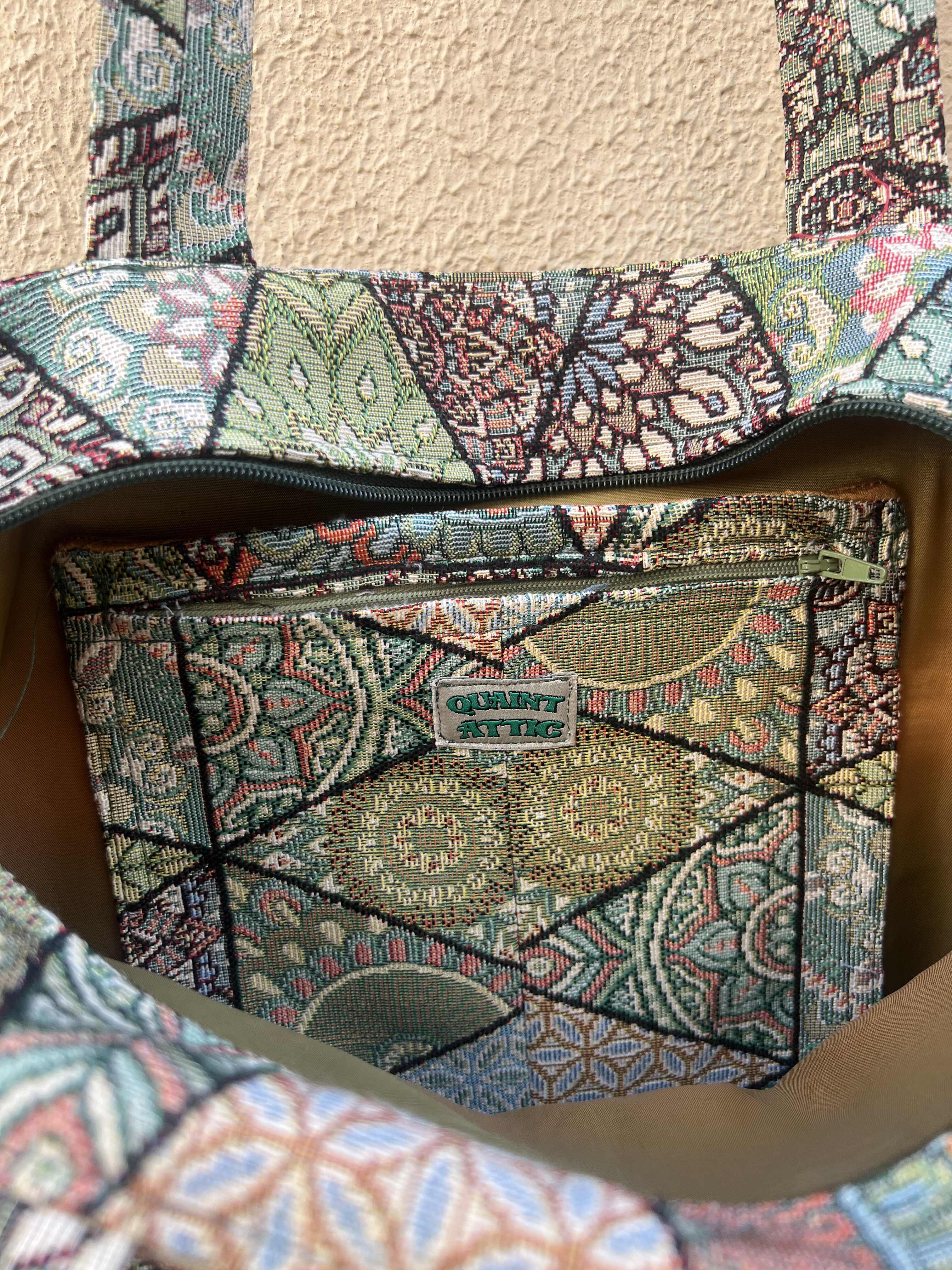 Handmade Green & Teal Mandala Tote Bag