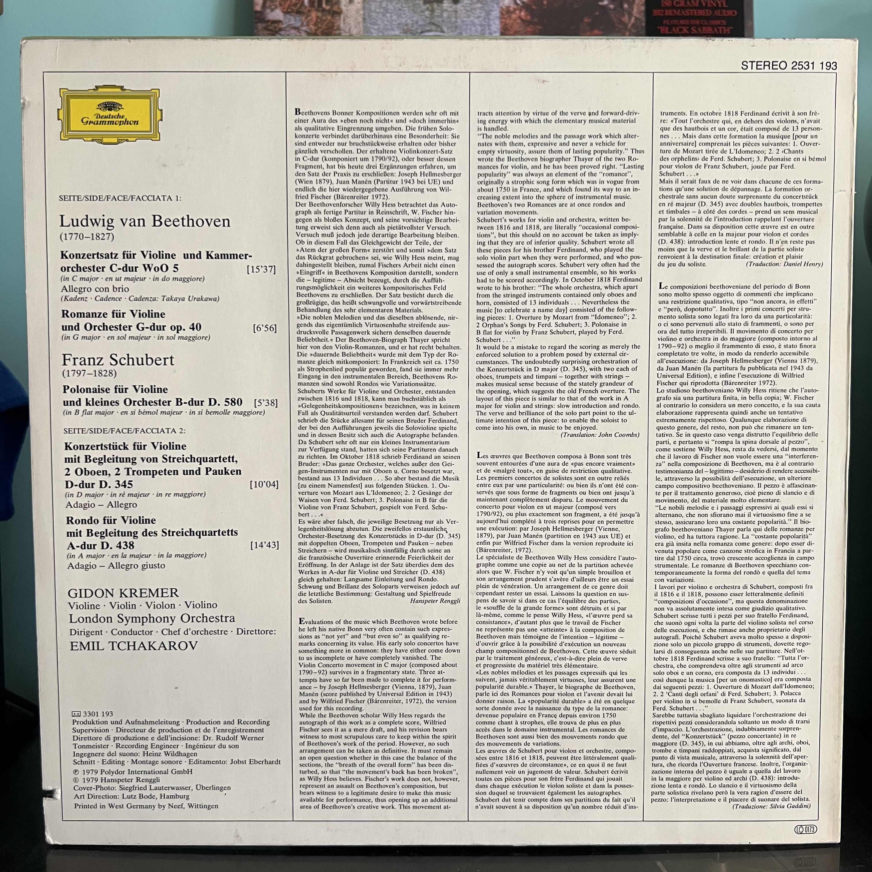 Beethoven & Schubert - Musik Für Violine & Orchester Gidon Kremer