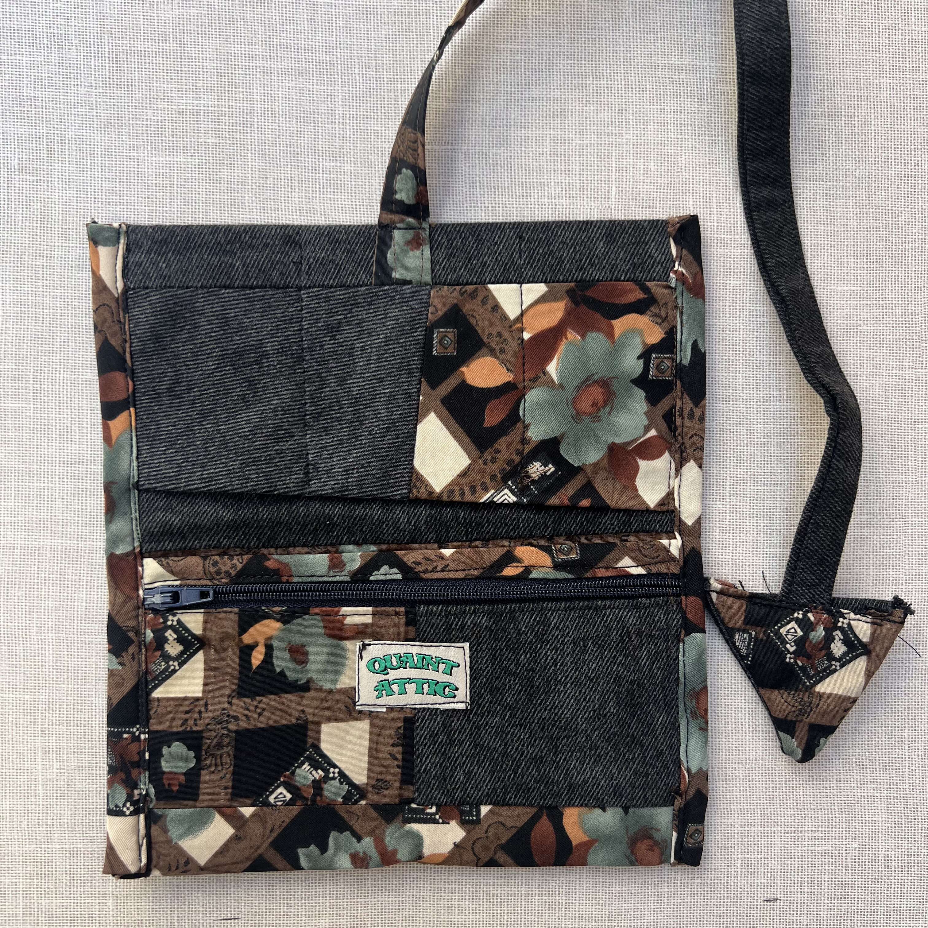 Black Denim Floral Pattern Tobacco Pouch