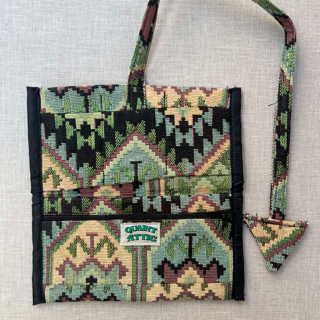 Green, Black & Earth Tone Geometric Tapestry Tobacco Pouch