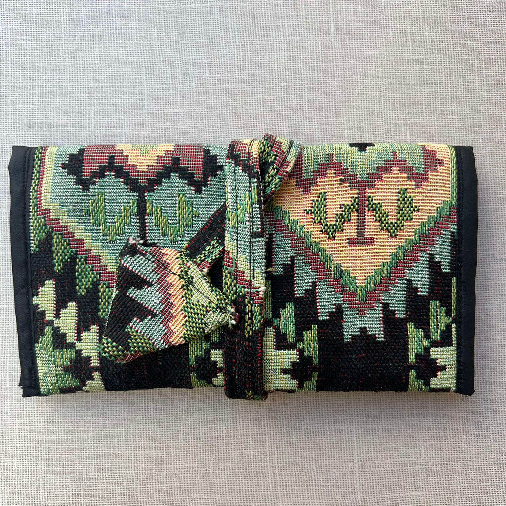 Green, Black & Earth Tone Geometric Tapestry Tobacco Pouch