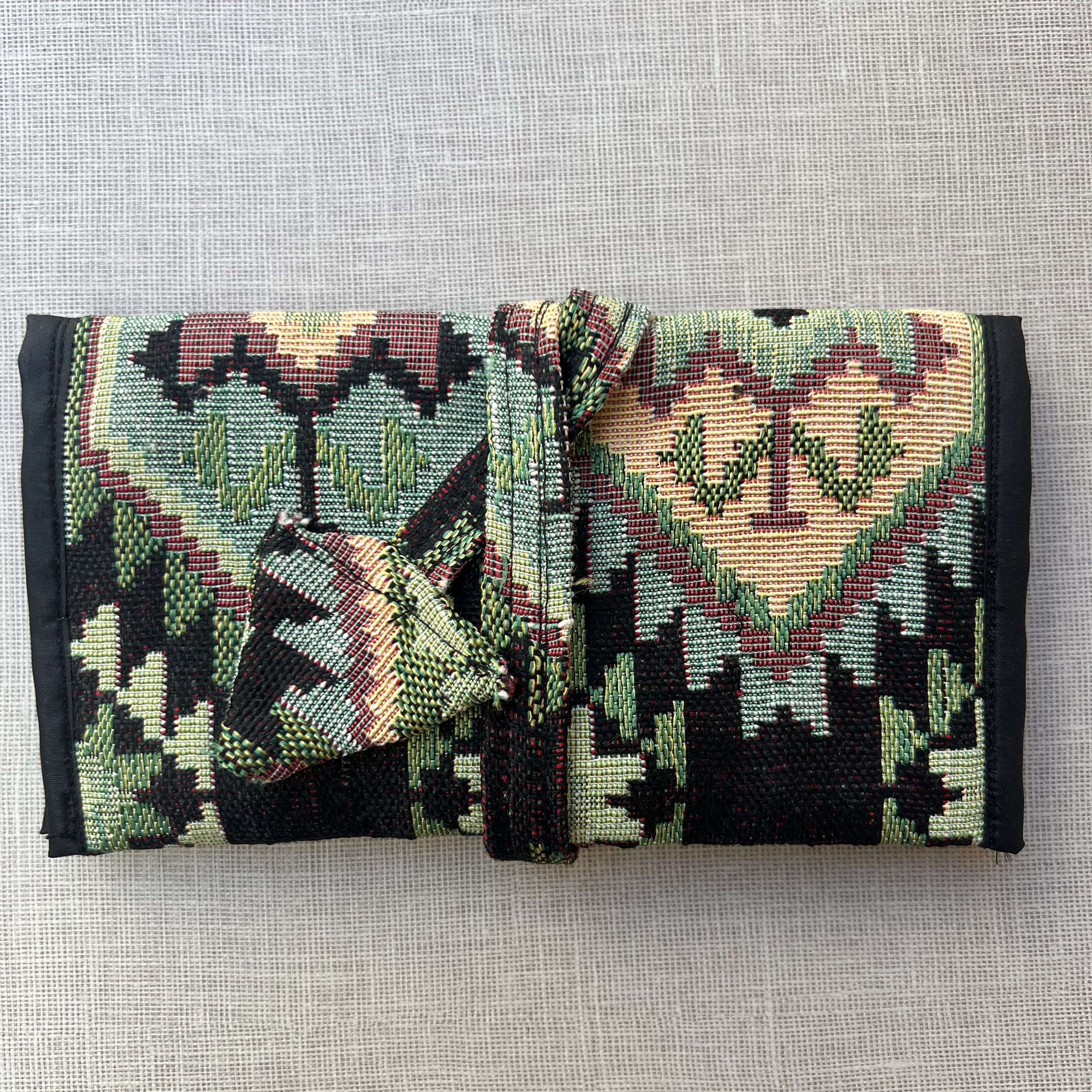 Green, Black & Earth Tone Geometric Tapestry Tobacco Pouch