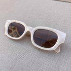 Retro White Rectangle Sunglasses