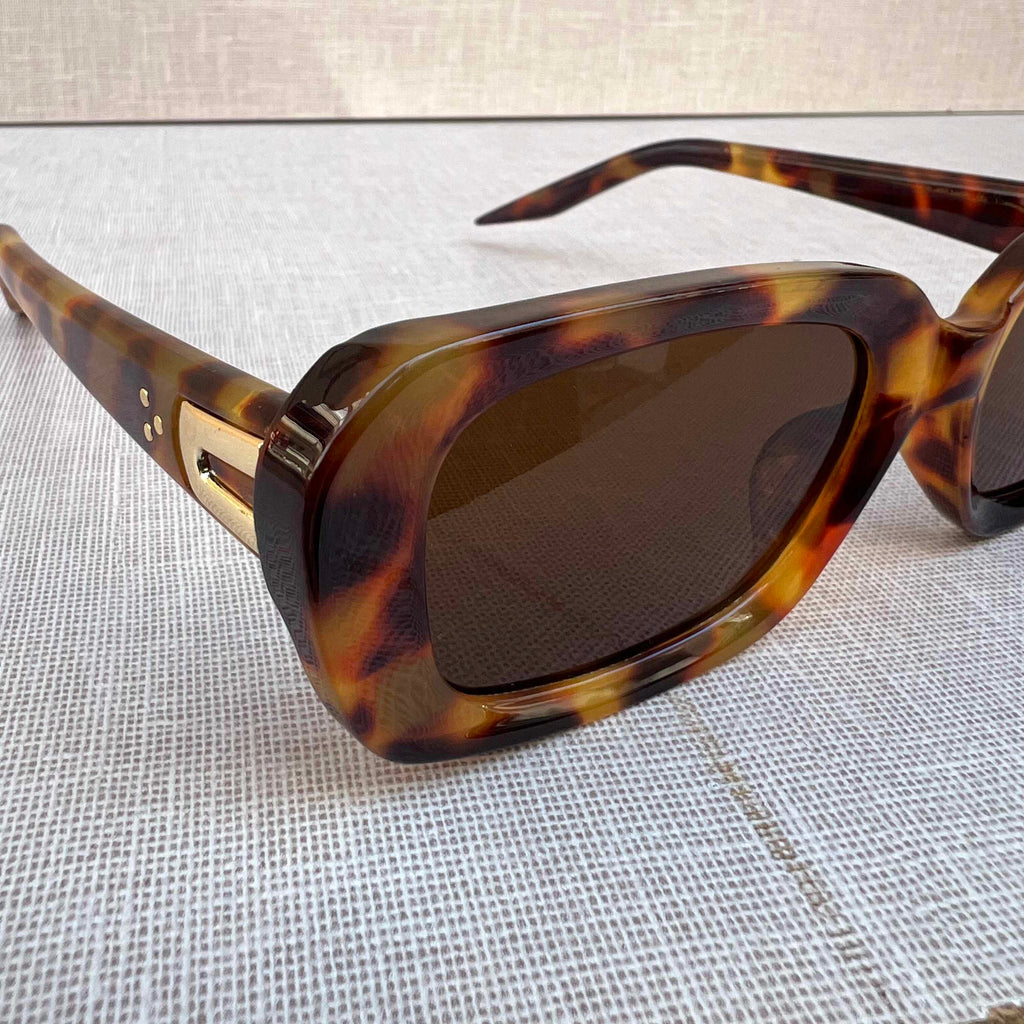 Thick Tortoiseshell Rectangle Sunglasses