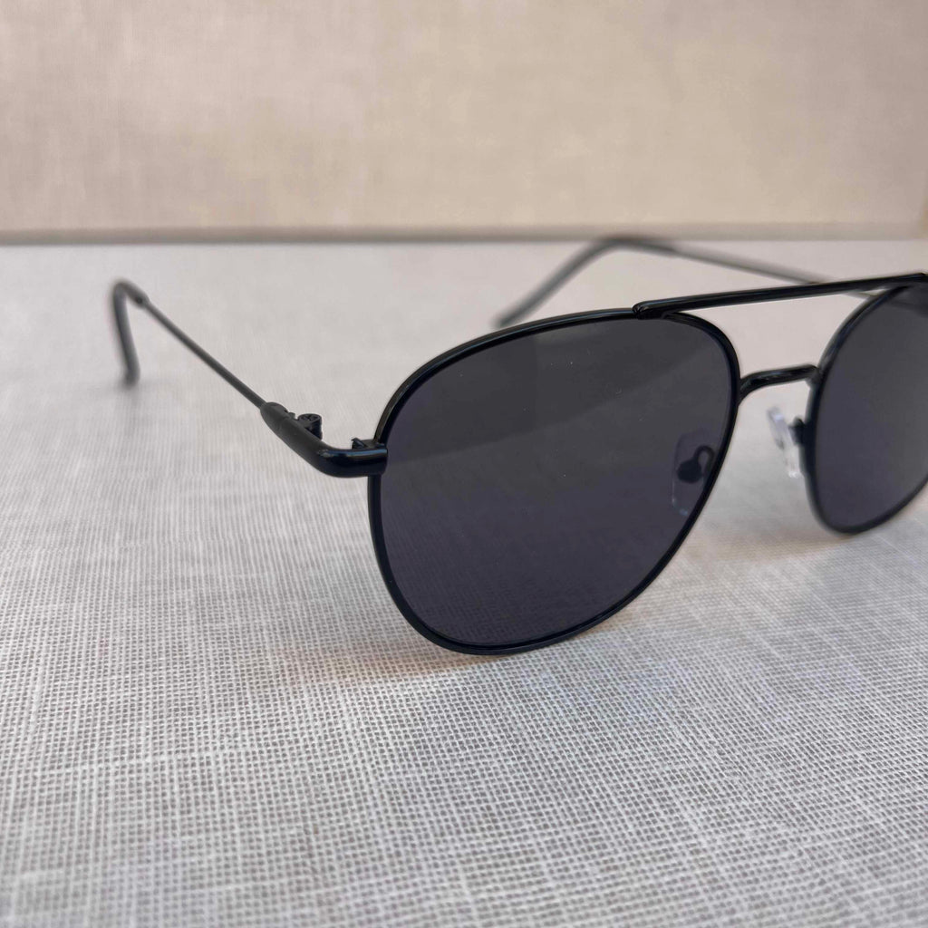 Classic Black Double Bridge Sunglasses