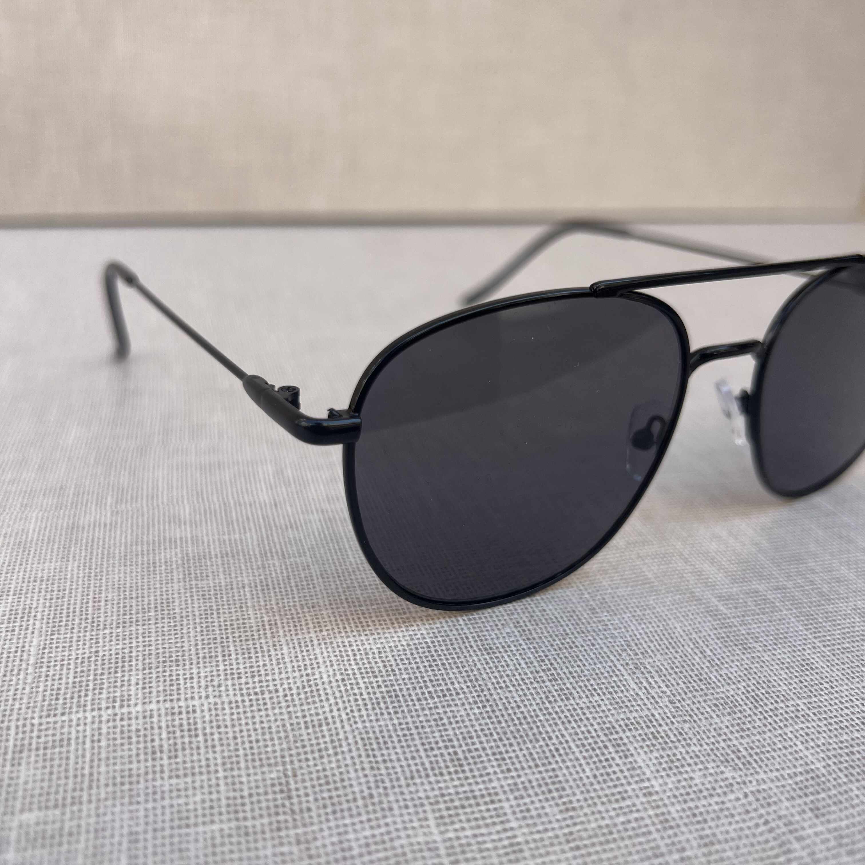 Classic Black Double Bridge Sunglasses