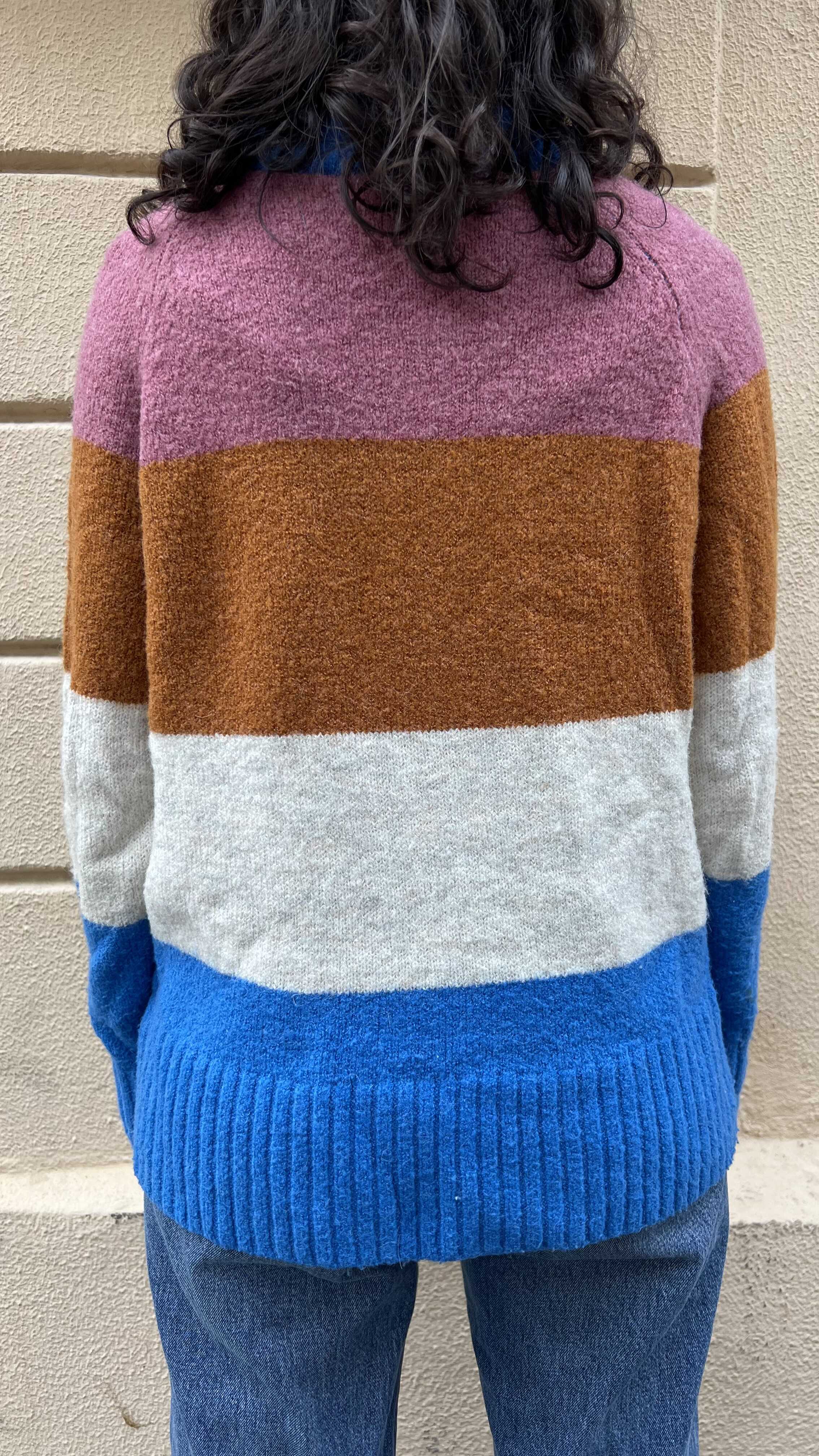 Multicolor Block Stripe Knit Sweater