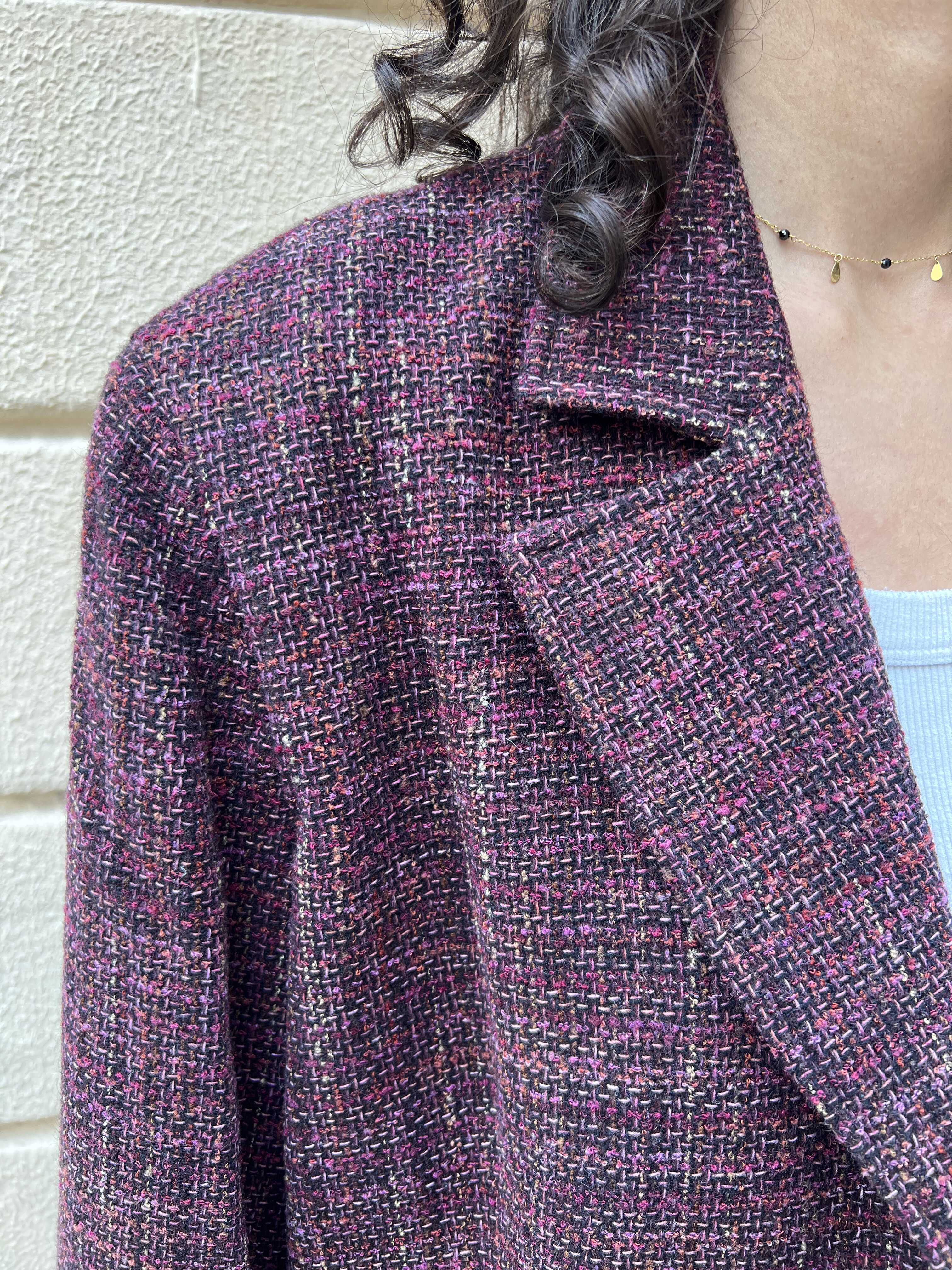 Burgundy Textured Tweed Blazer
