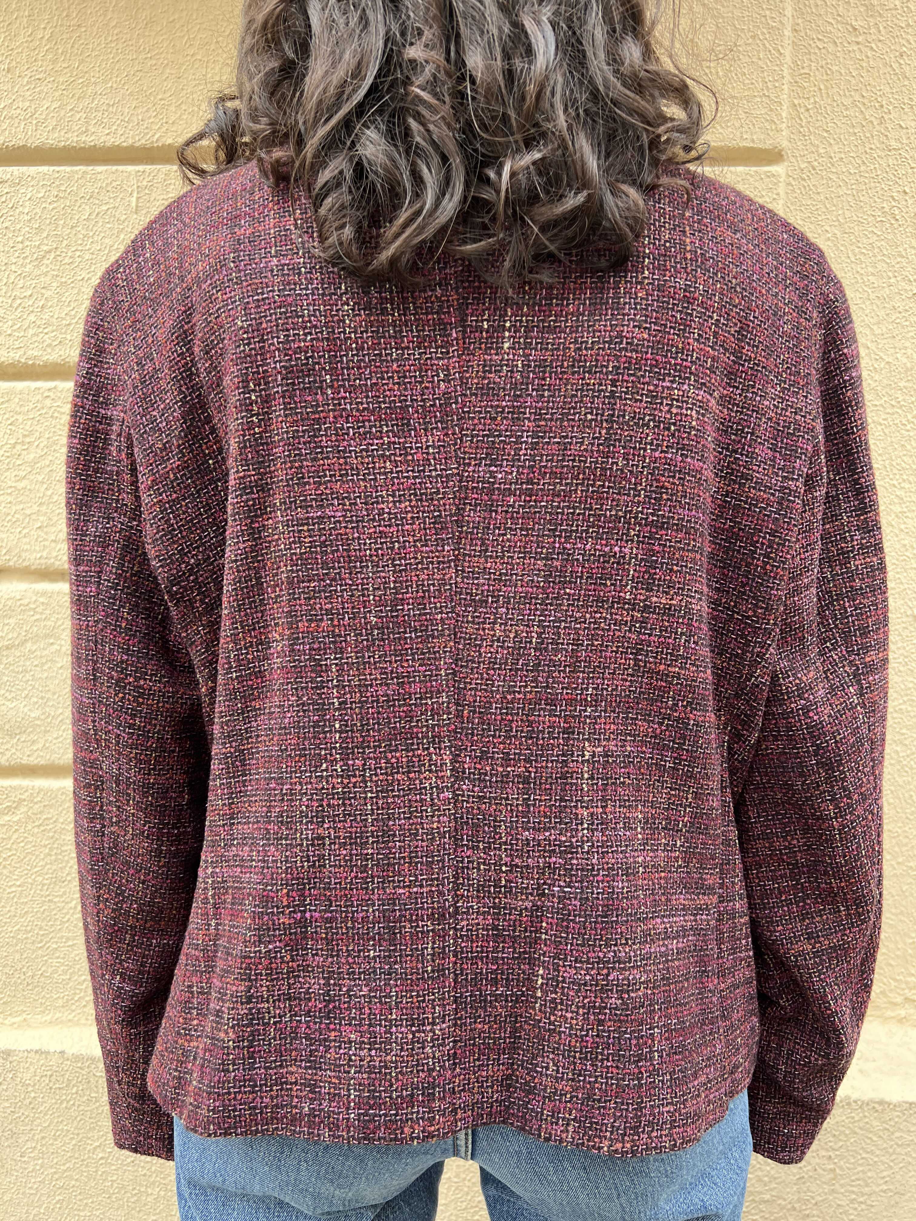 Burgundy Textured Tweed Blazer