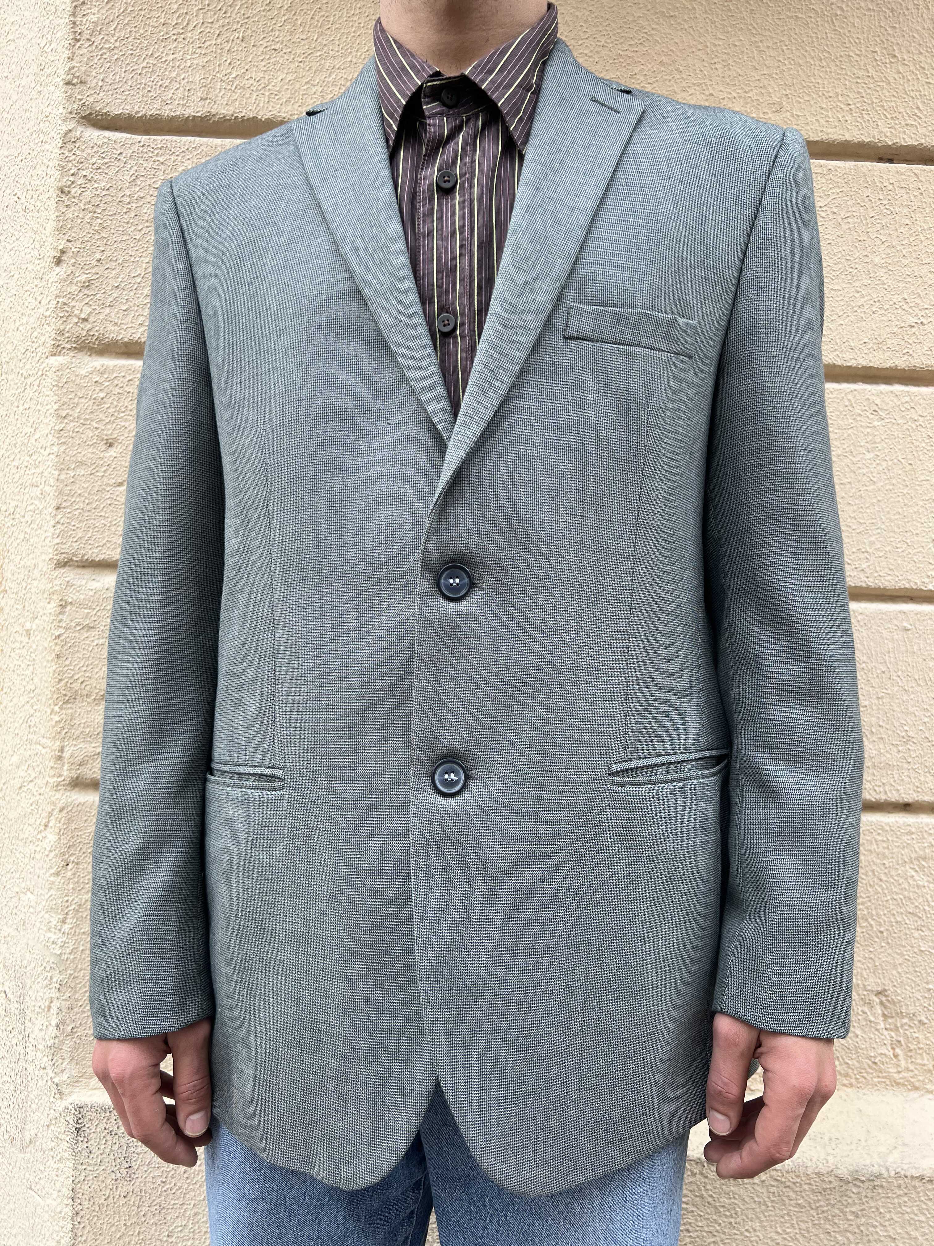 Light Gray Fine Micro-Patterned Blazer