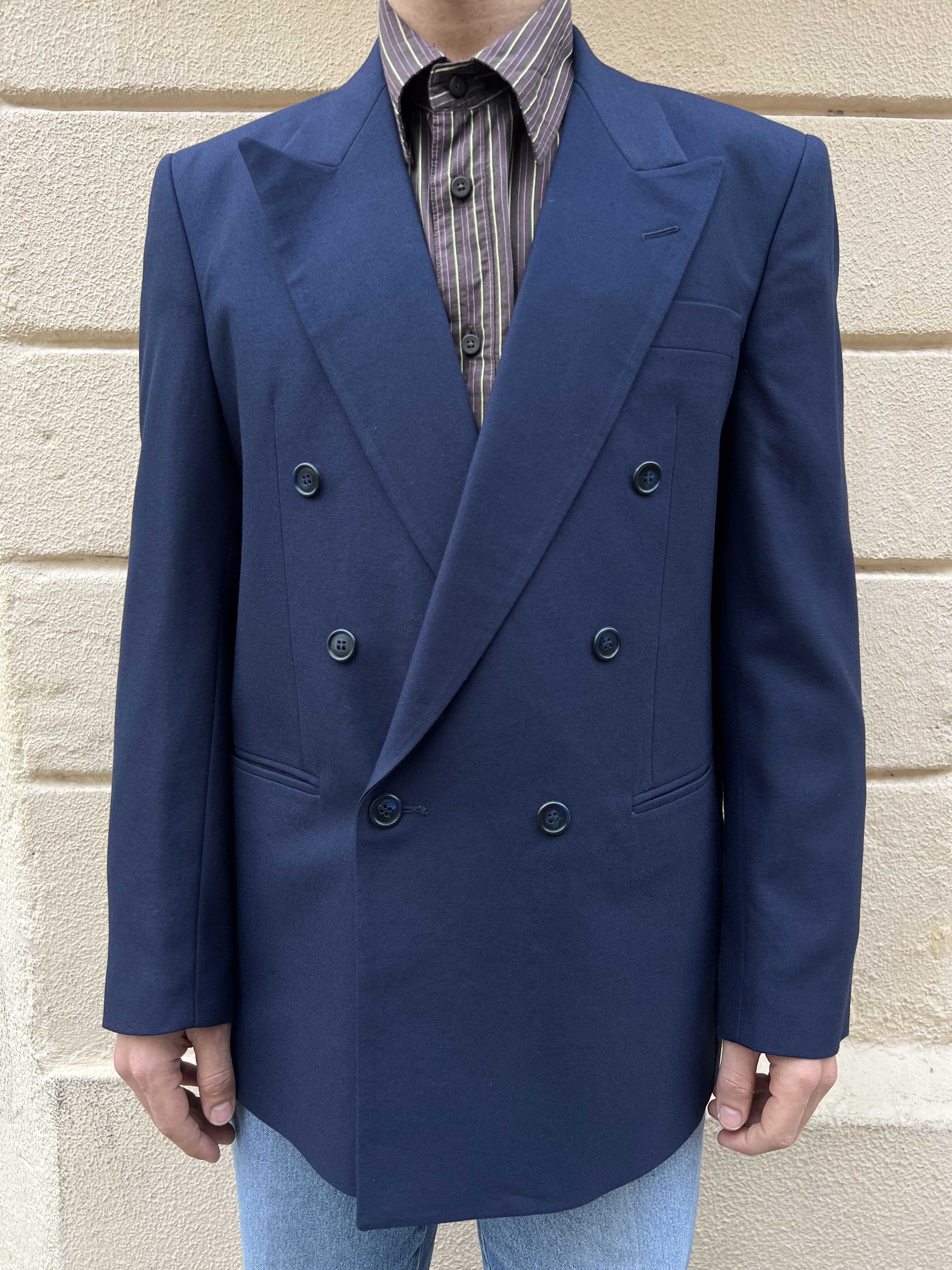 Dark Blue Double-Breasted Blazer