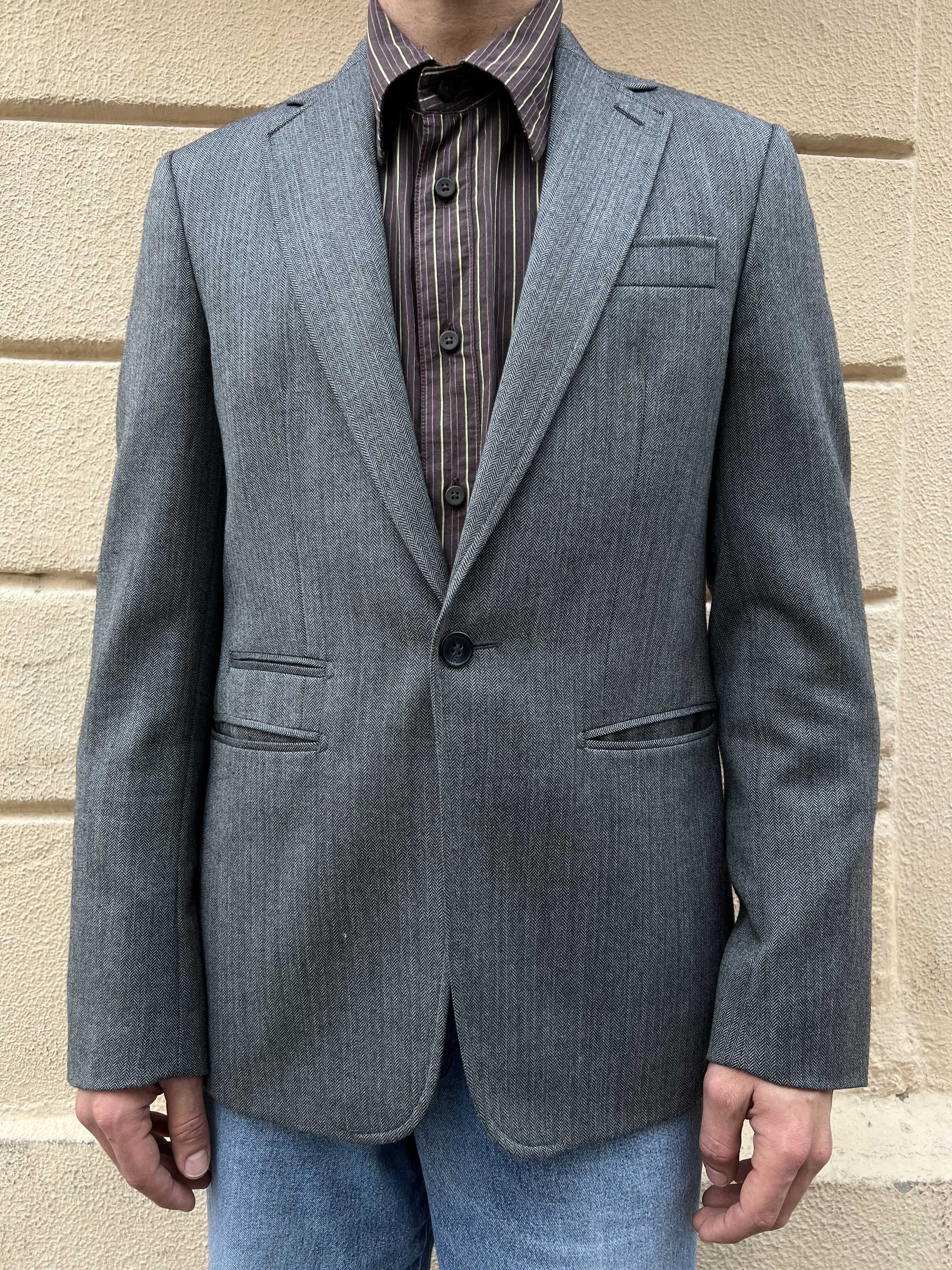 Dark Gray Pinstripe Suit Jacket