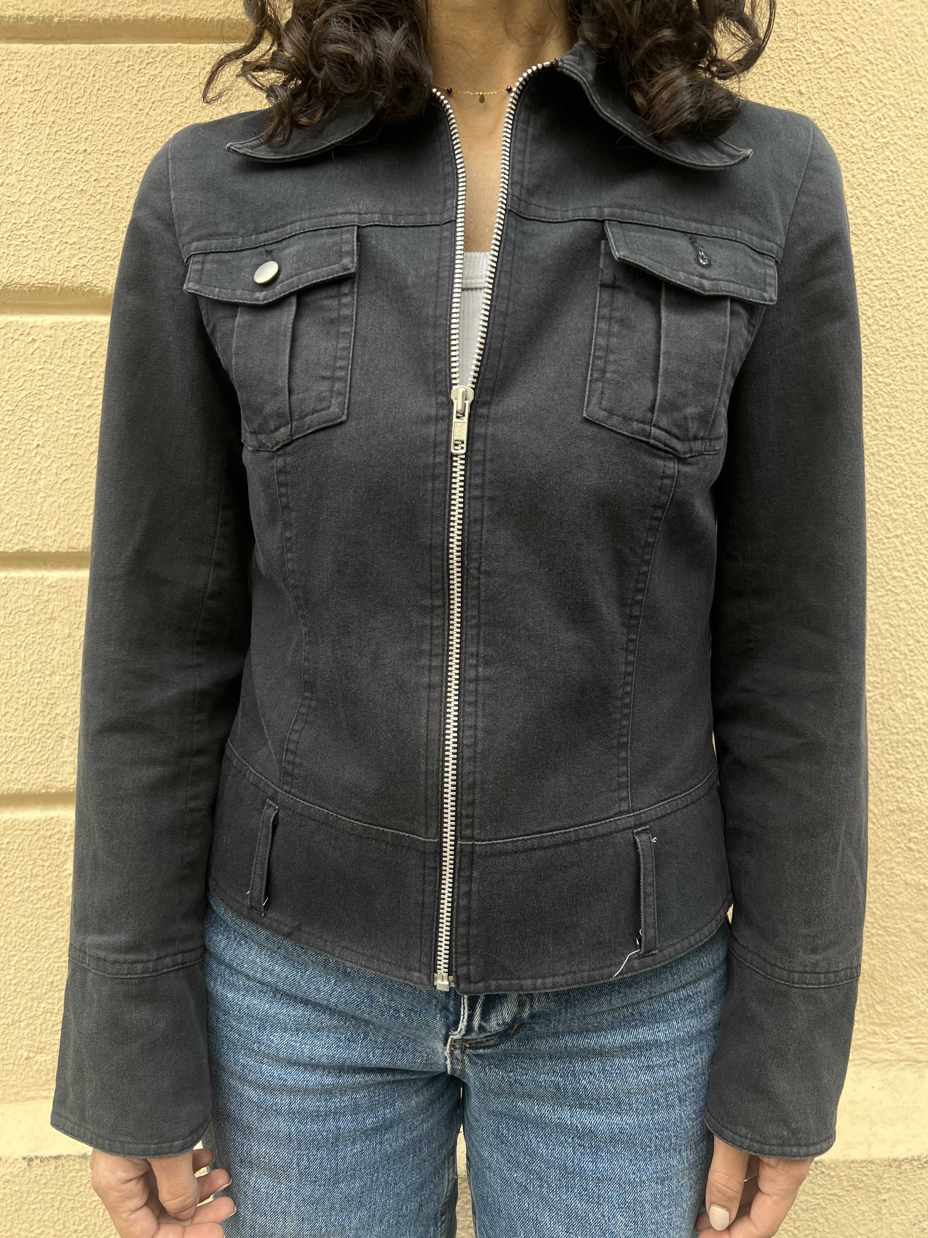 Black Full-Zip Denim Jacket