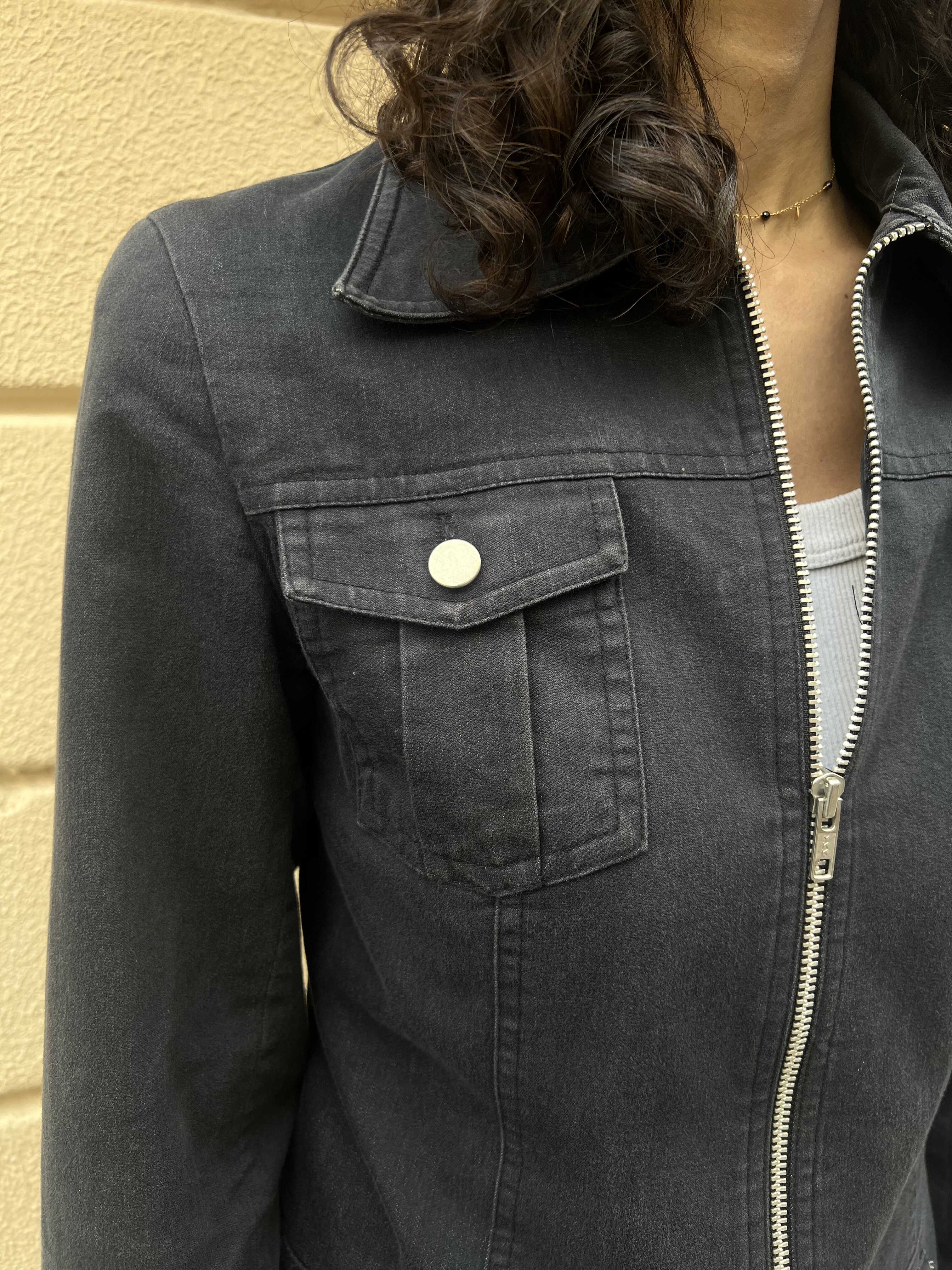 Black Full-Zip Denim Jacket