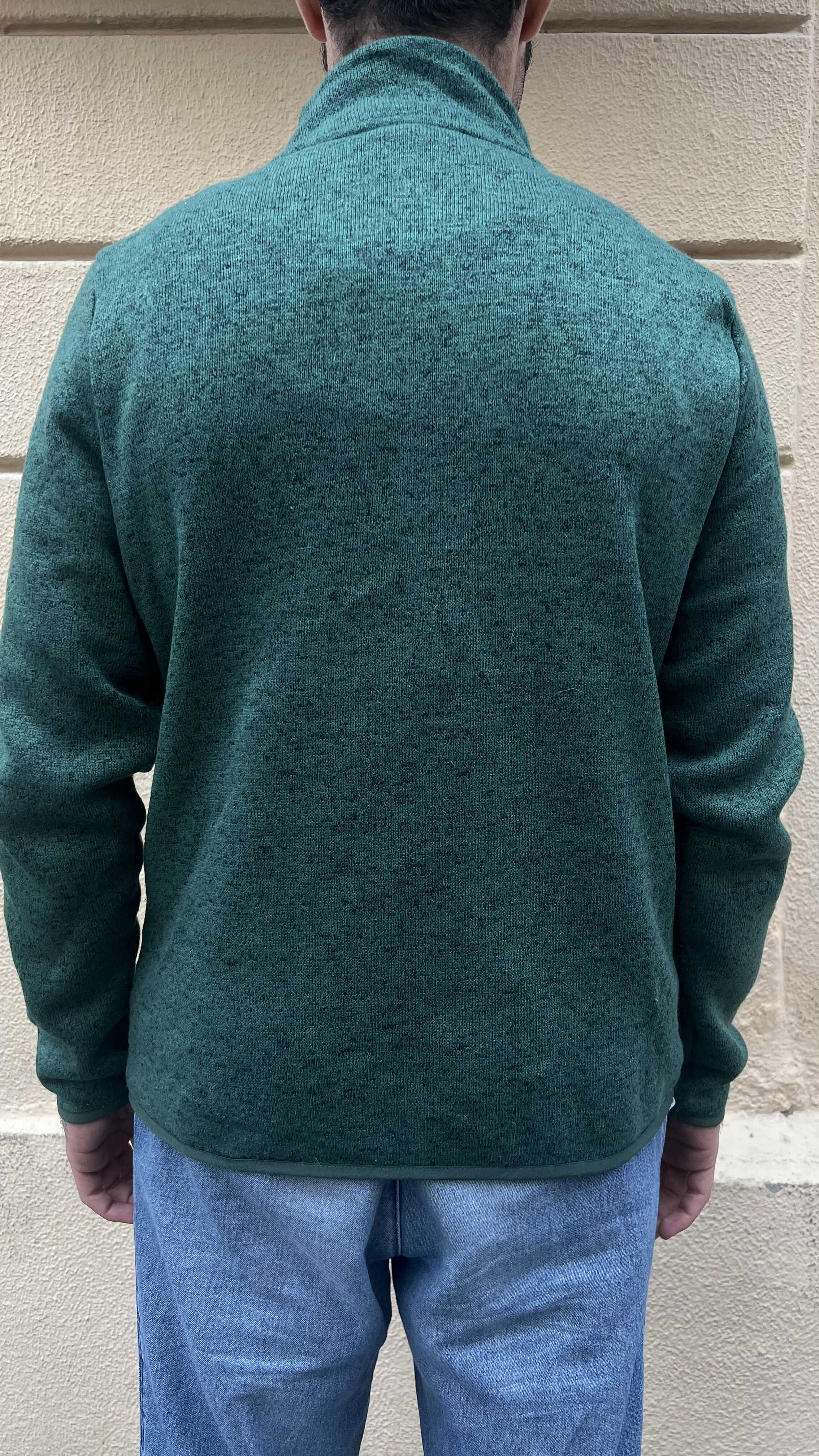 Dark Green Textured Full-Zip Knit Fleece