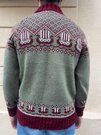 Nordic Pattern High Neck Knit Sweater