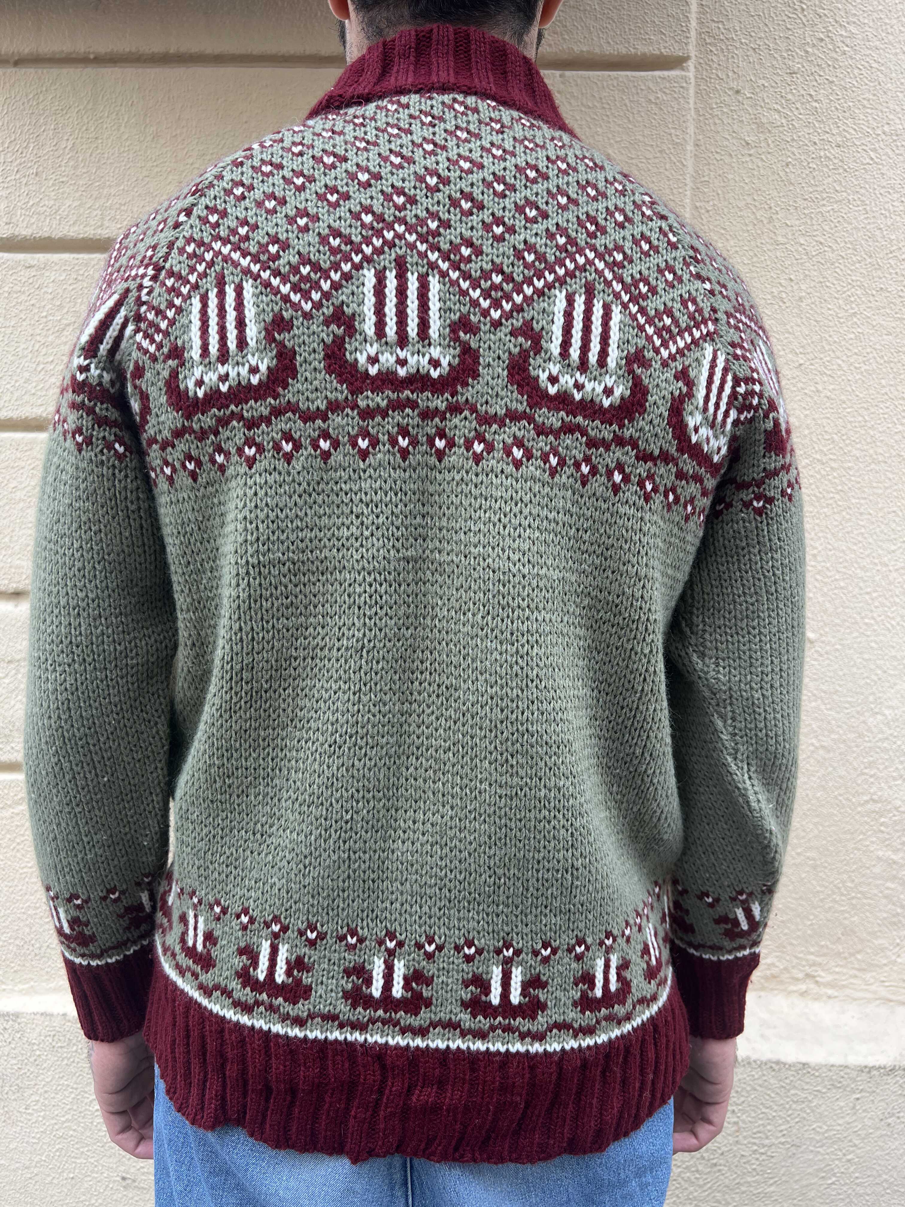 Nordic Pattern High Neck Knit Sweater