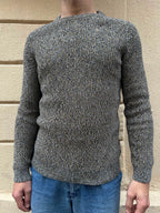 Textured Ribbed Knit Crewneck Sweater