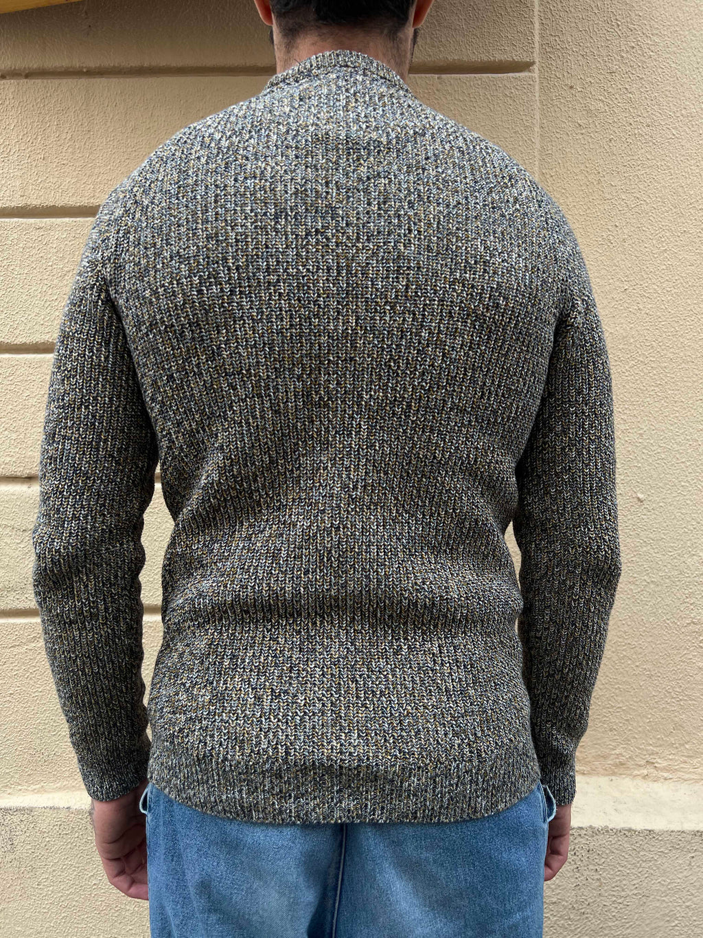 Textured Ribbed Knit Crewneck Sweater