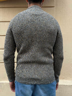 Textured Ribbed Knit Crewneck Sweater