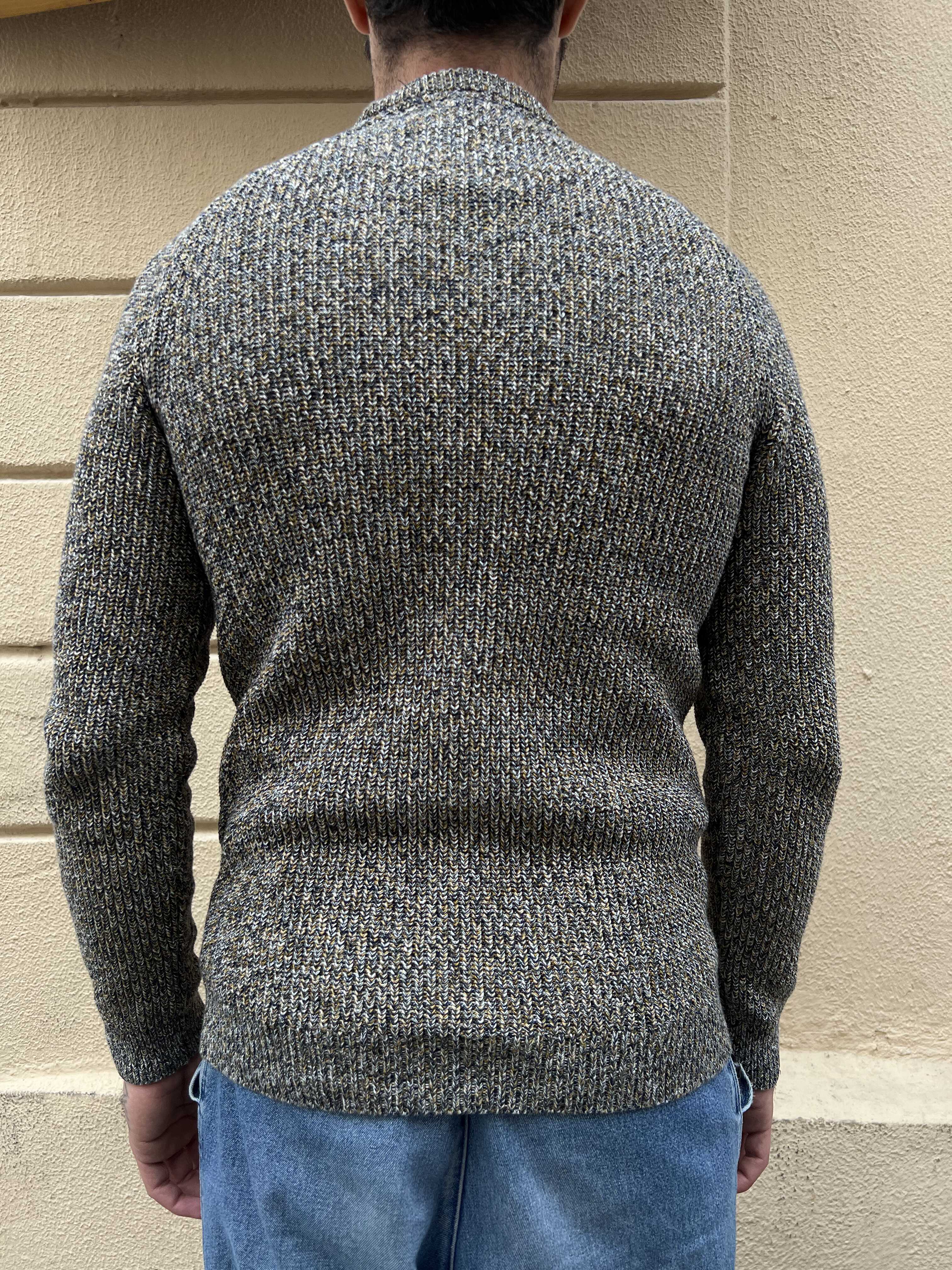 Textured Ribbed Knit Crewneck Sweater