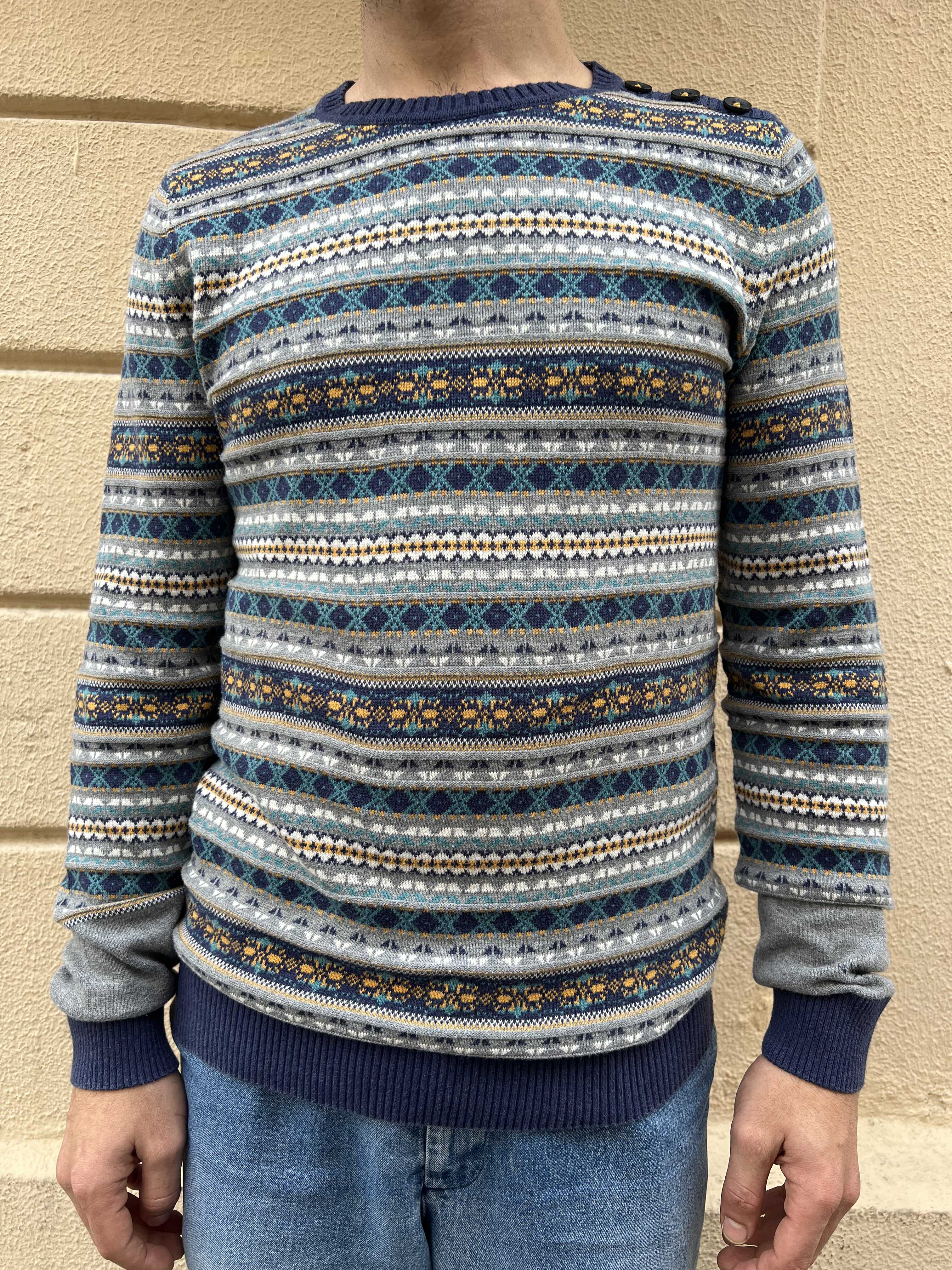 Multi-Color Geometric Knit Sweater