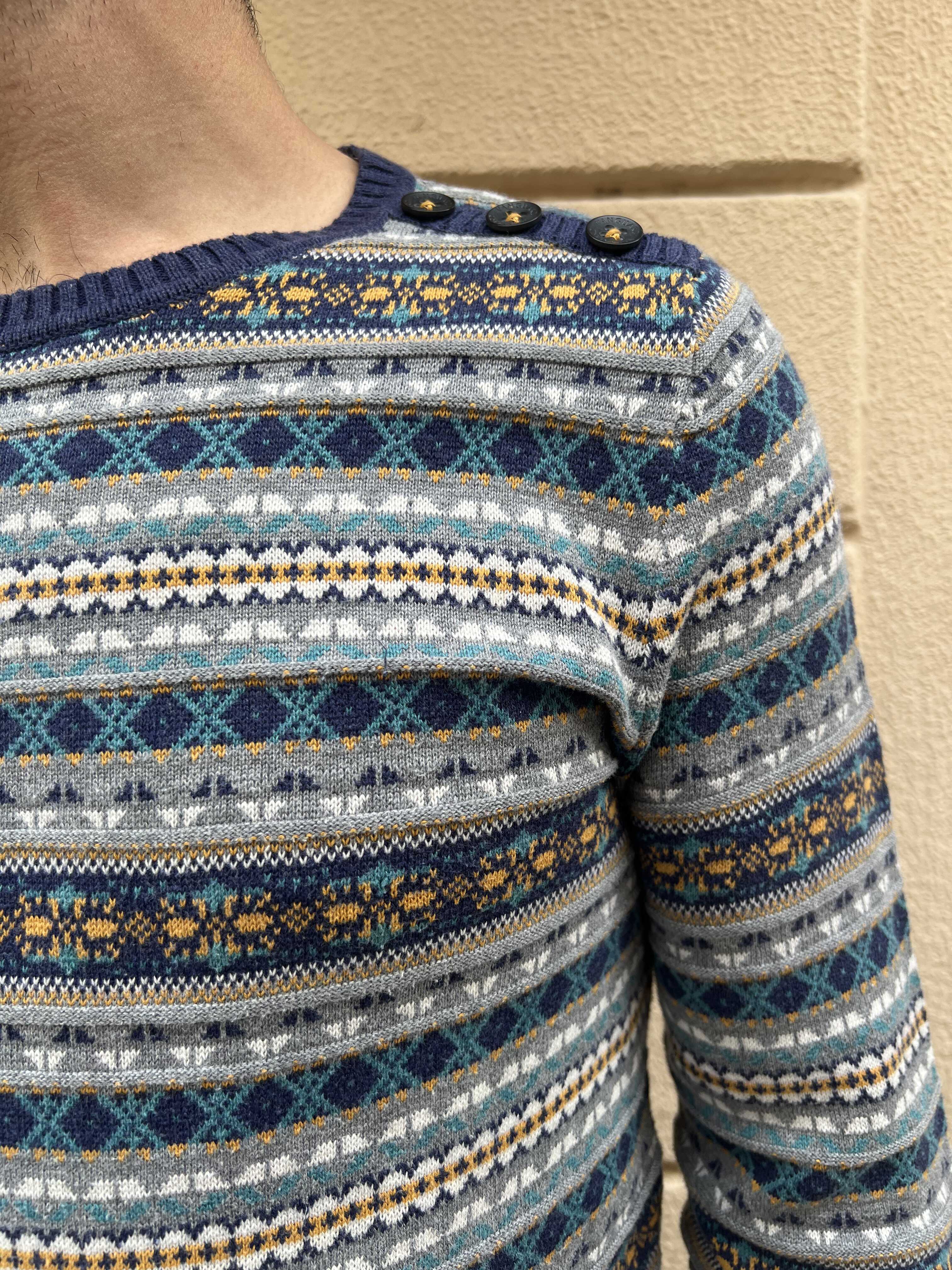 Multi-Color Geometric Knit Sweater