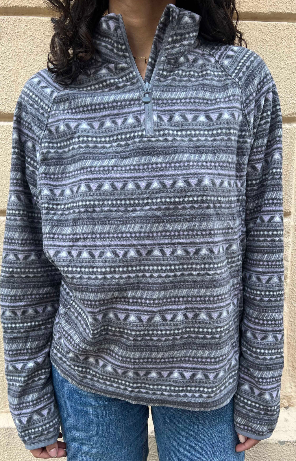 Aztec Geometric Pattern Quarter-Zip Fleece