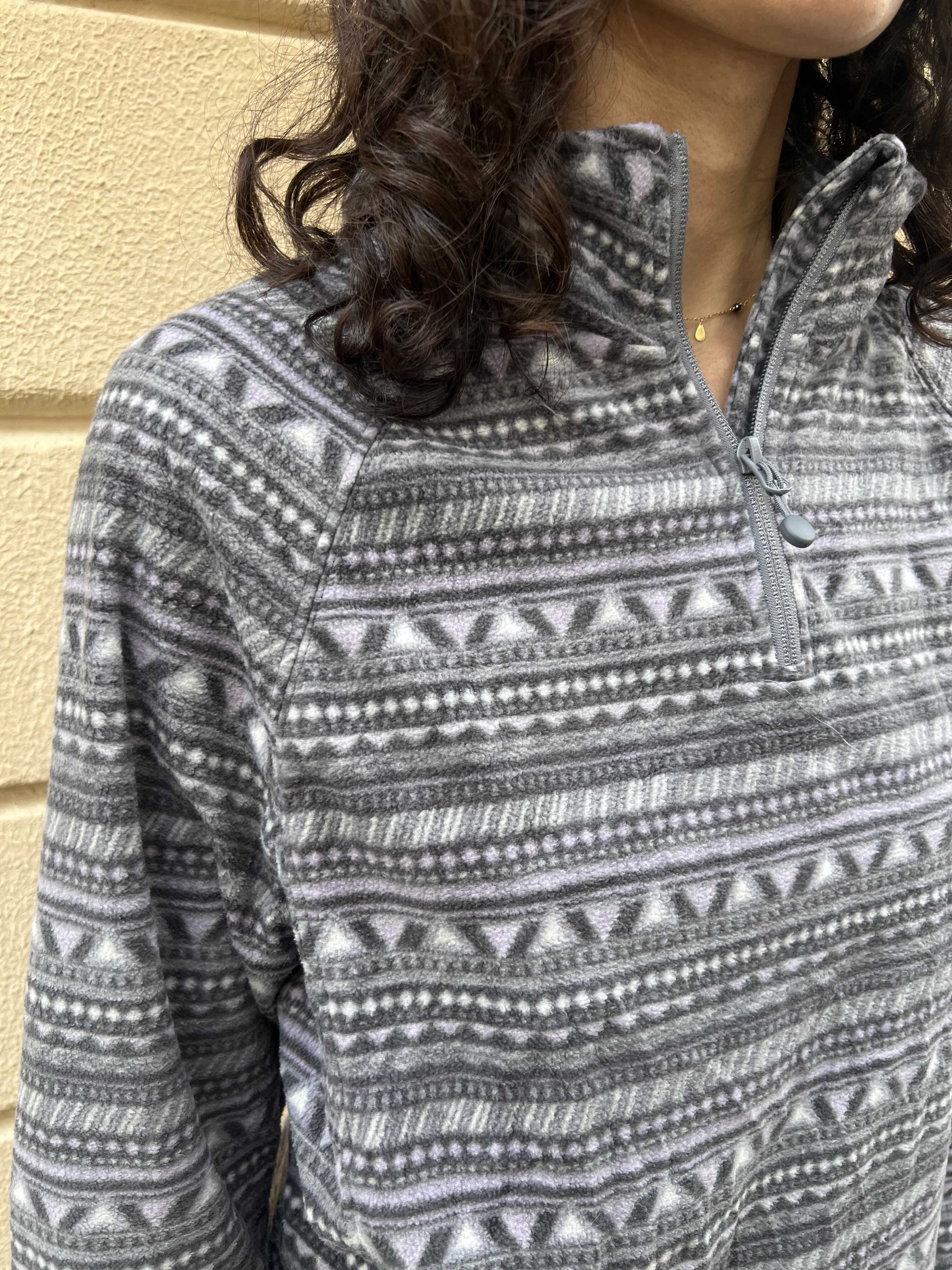 Aztec Geometric Pattern Quarter-Zip Fleece