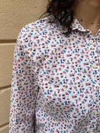 Micro Floral Print Button-Down Shirt