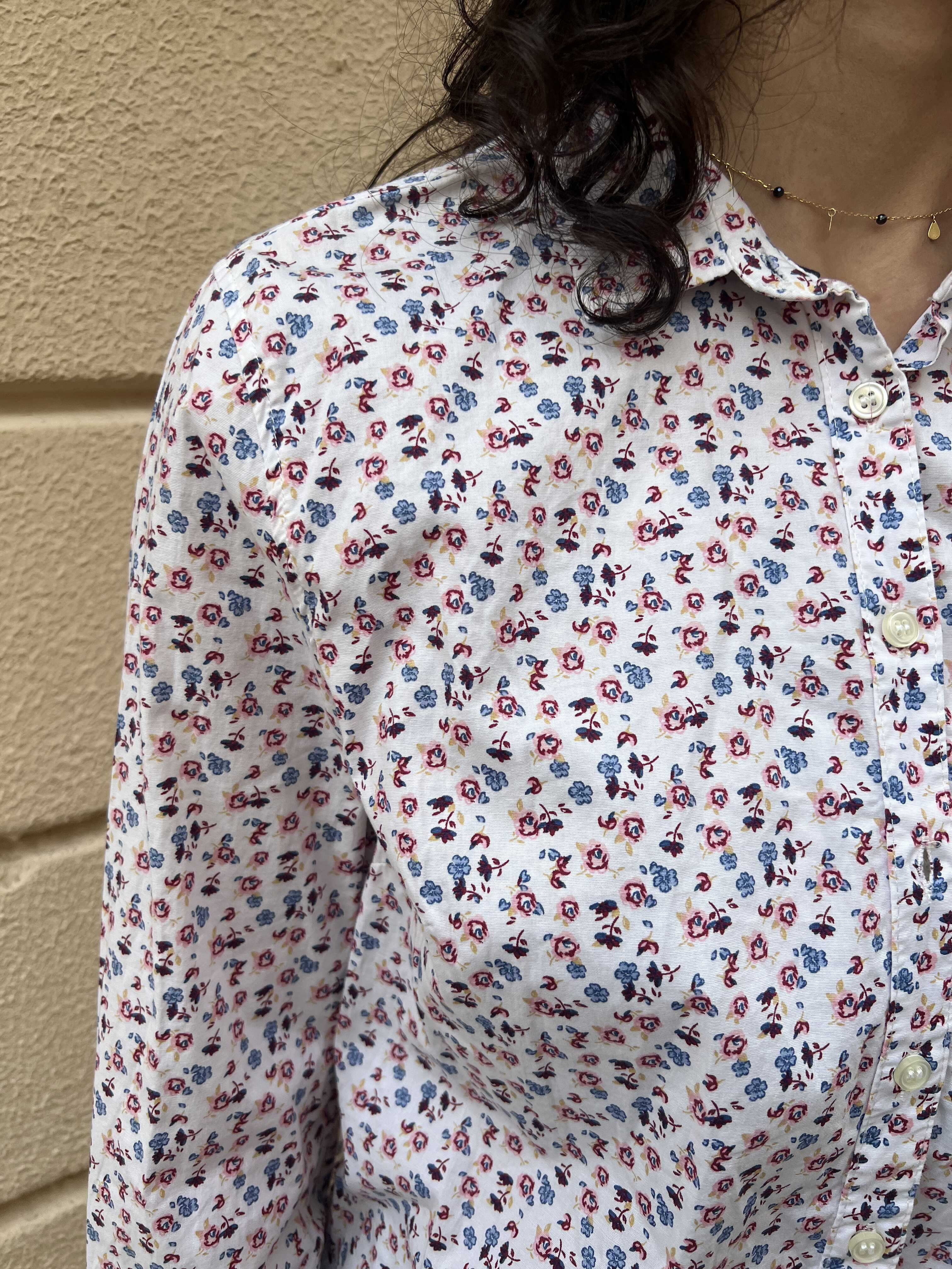 Micro Floral Print Button-Down Shirt