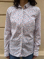 Micro Floral Print Button-Down Shirt