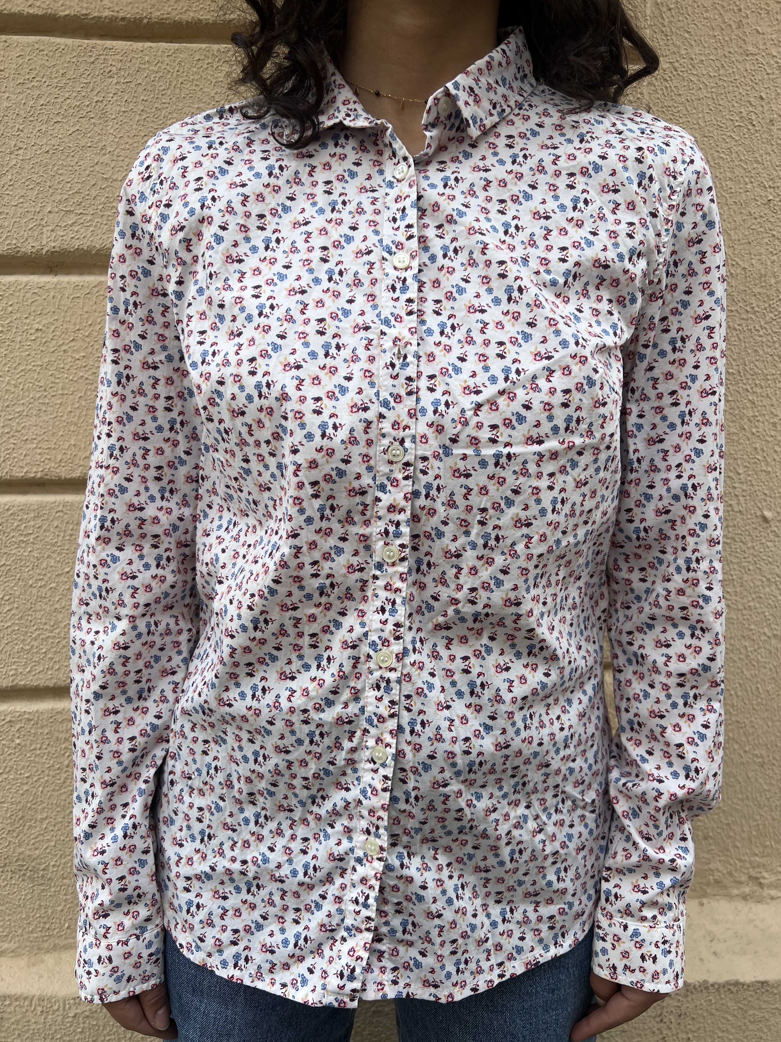 Micro Floral Print Button-Down Shirt