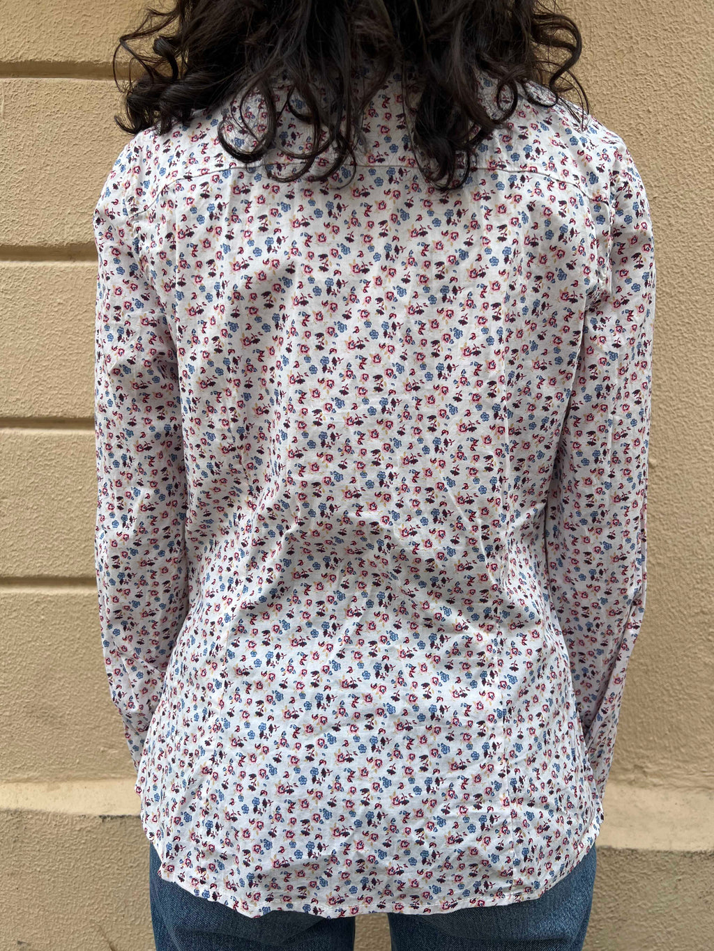 Micro Floral Print Button-Down Shirt