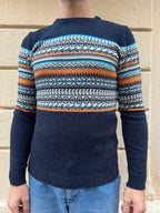 Orange and Navy Fair Isle Sweater